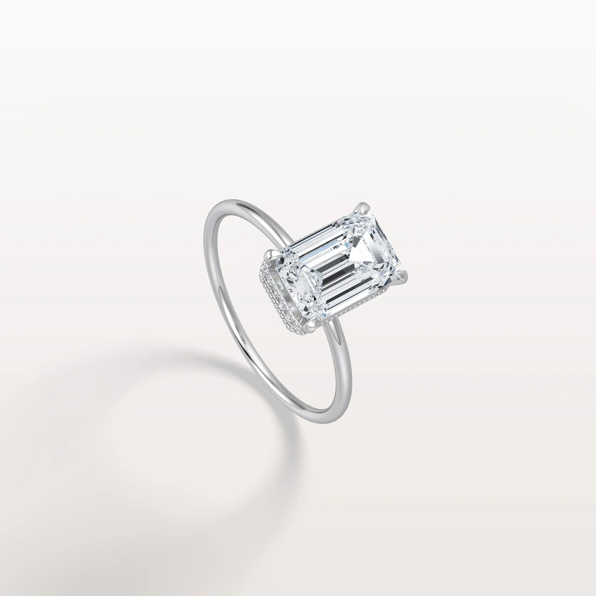 2CT Emerald Cut Lab Grown Diamond Engagement Ring - Rings