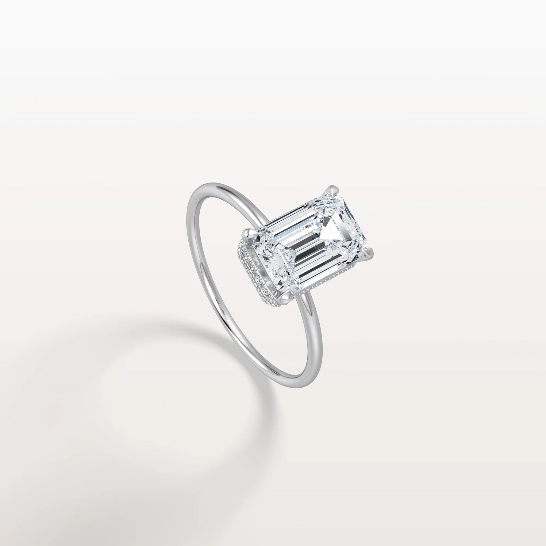 2CT Emerald Cut Lab Grown Diamond Engagement Ring - Rings