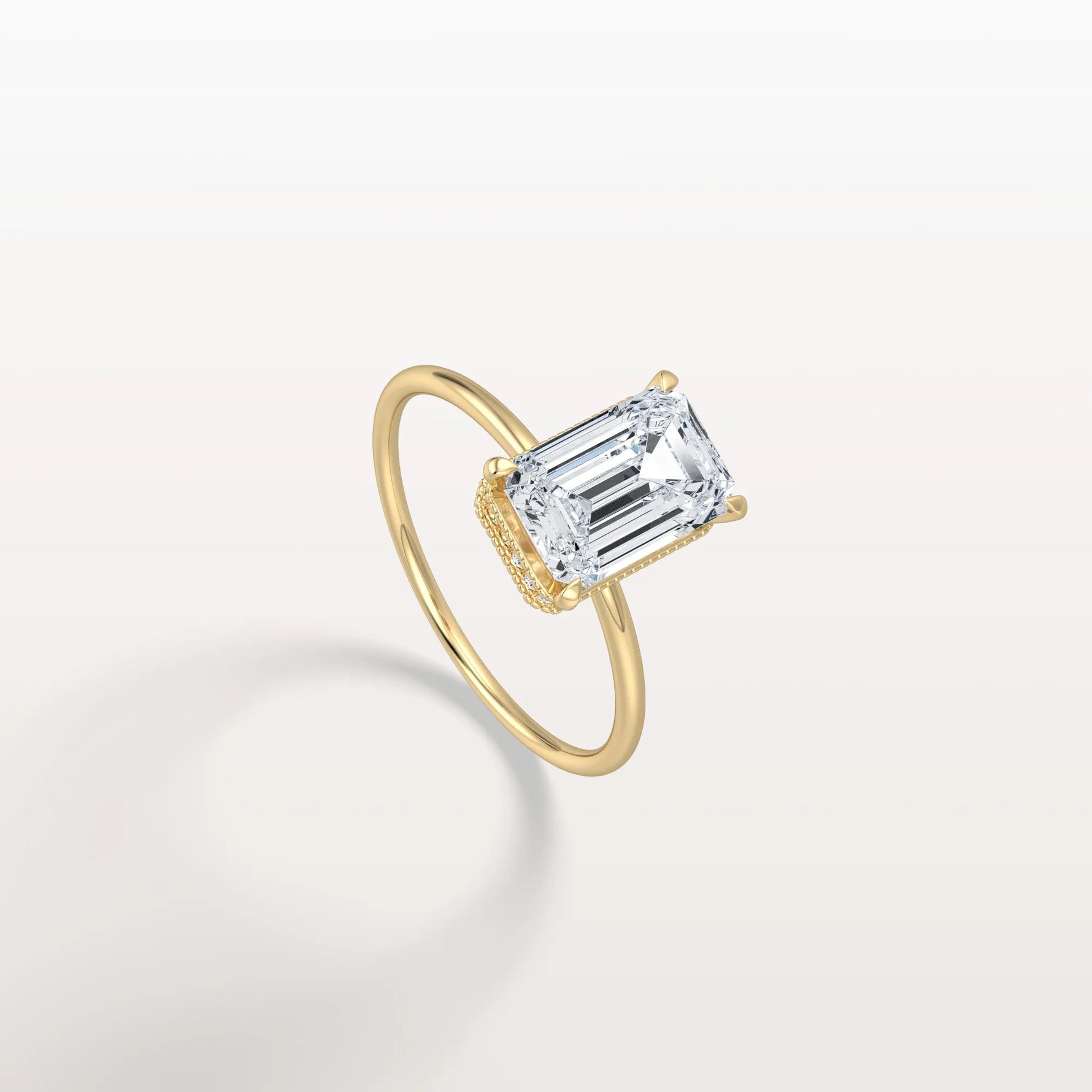 2CT Emerald Cut Lab Grown Diamond Engagement Ring - Rings