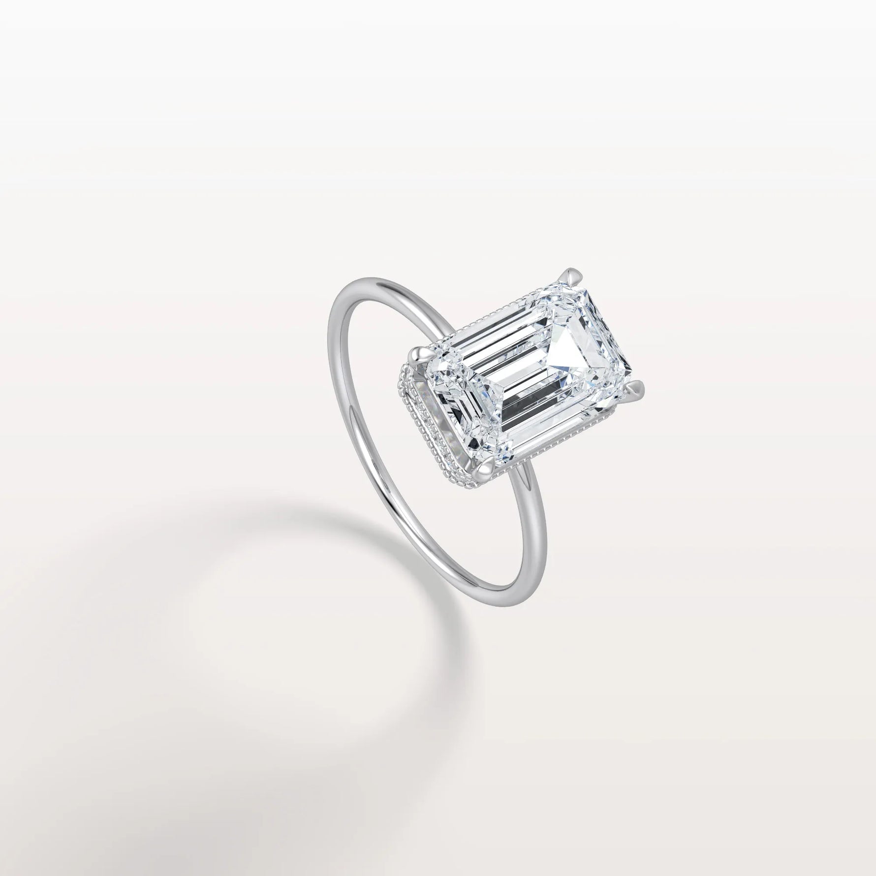 3CT Emerald Cut Lab Grown Diamond Engagement Ring - Rings