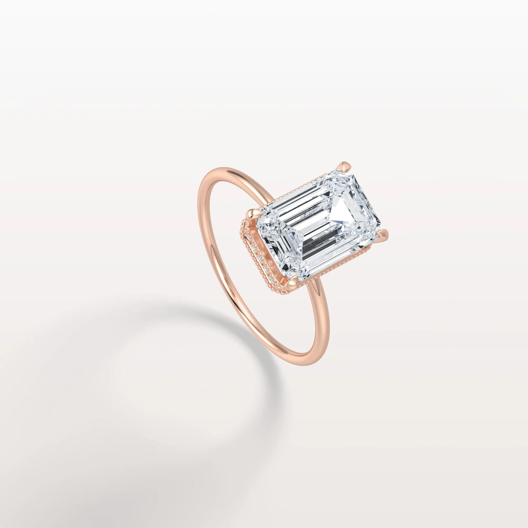 3CT Emerald Cut Lab Grown Diamond Engagement Ring - Rings