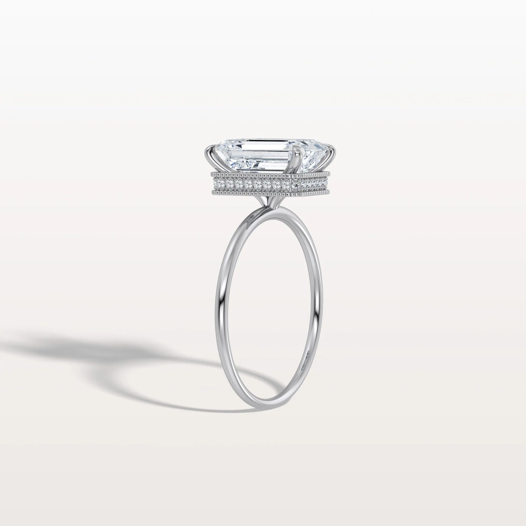 3CT Emerald Cut Lab Grown Diamond Engagement Ring - Rings