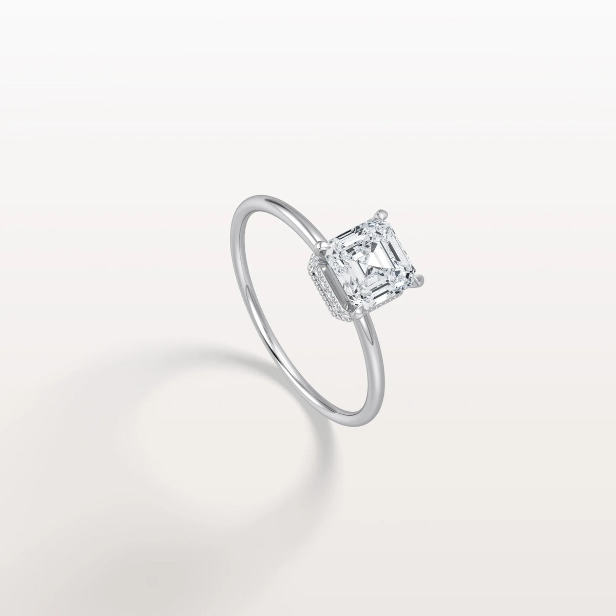 1CT Asscher Cut Lab Grown Diamond Ring With Basket Setting - Rings