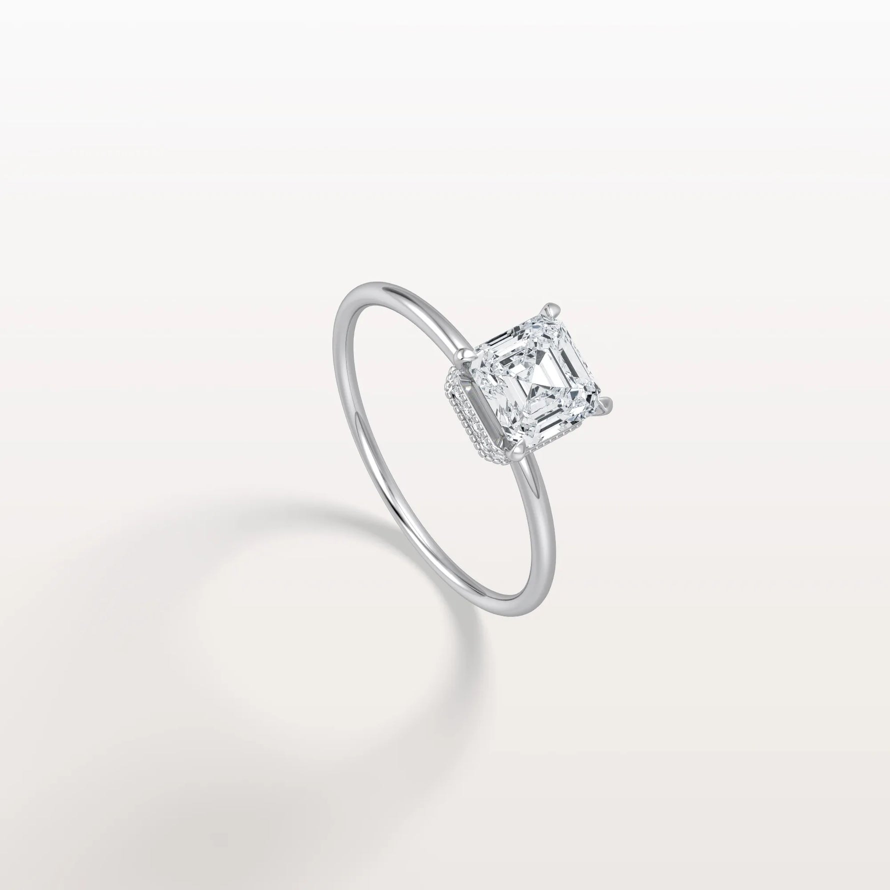 1CT Asscher Cut Lab Grown Diamond Ring With Basket Setting - Rings