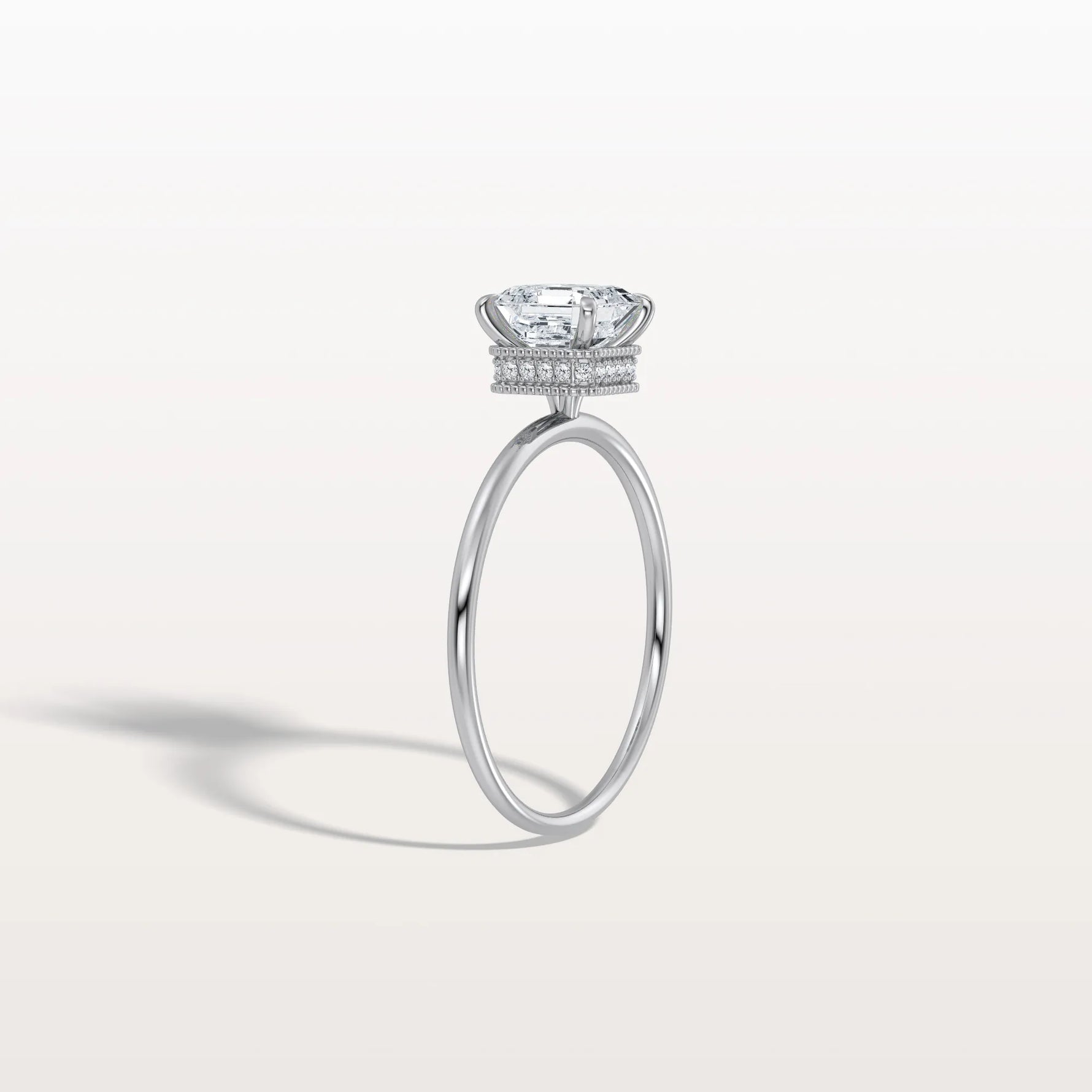 1CT Asscher Cut Lab Grown Diamond Ring With Basket Setting - Rings