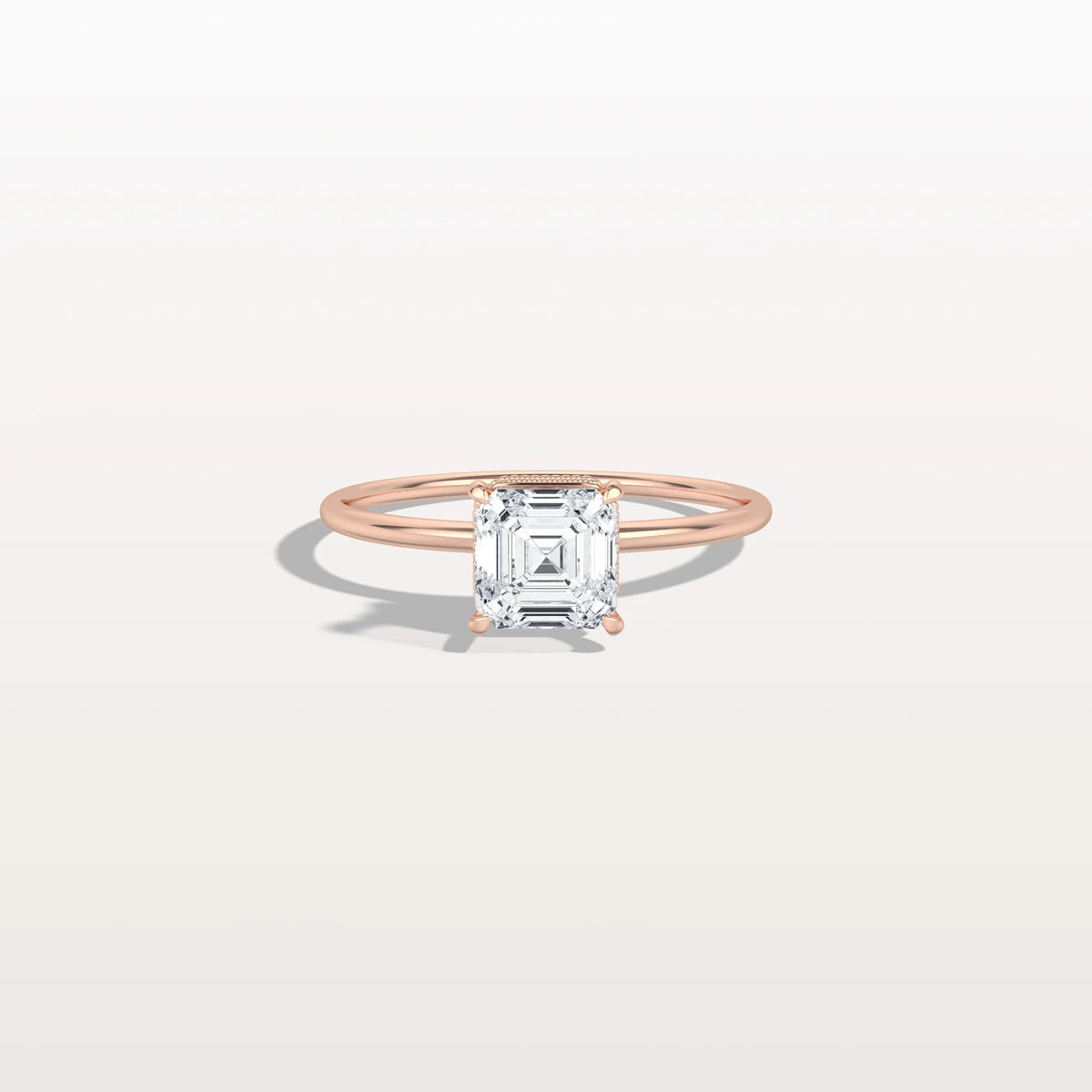 1CT Asscher Cut Lab Grown Diamond Ring With Basket Setting - Rings