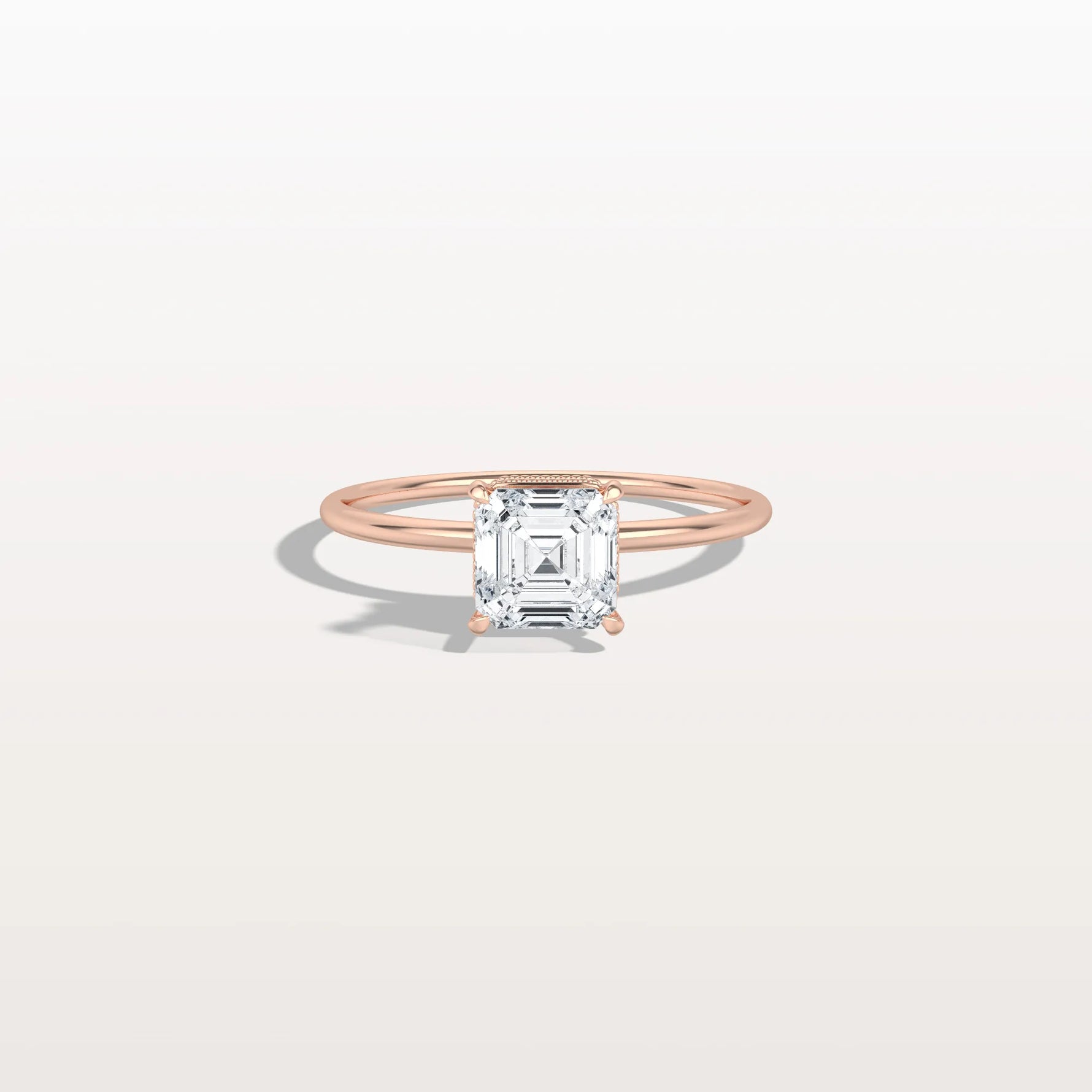 1CT Asscher Cut Lab Grown Diamond Ring With Basket Setting - Rings