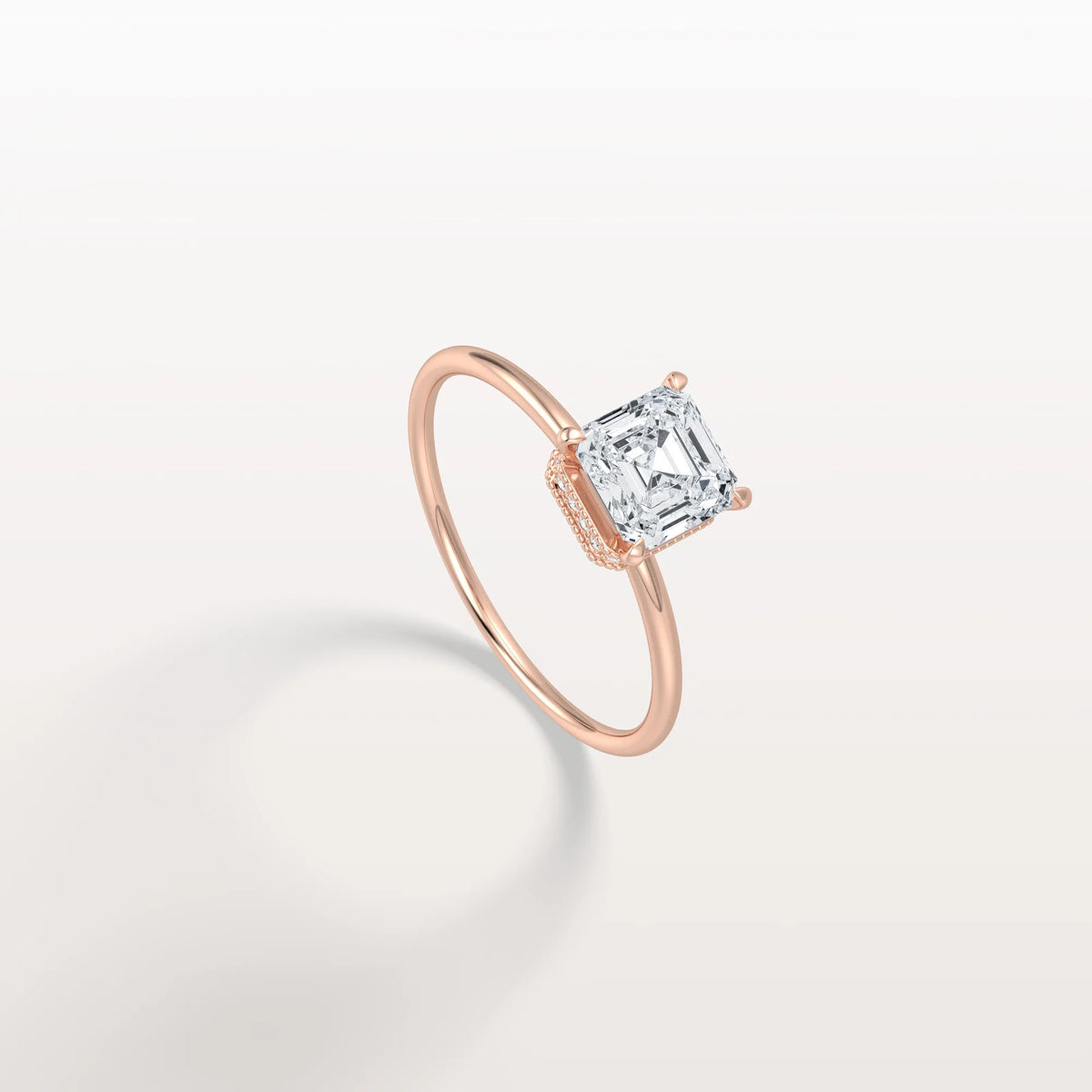 1CT Asscher Cut Lab Grown Diamond Ring With Basket Setting - Rings