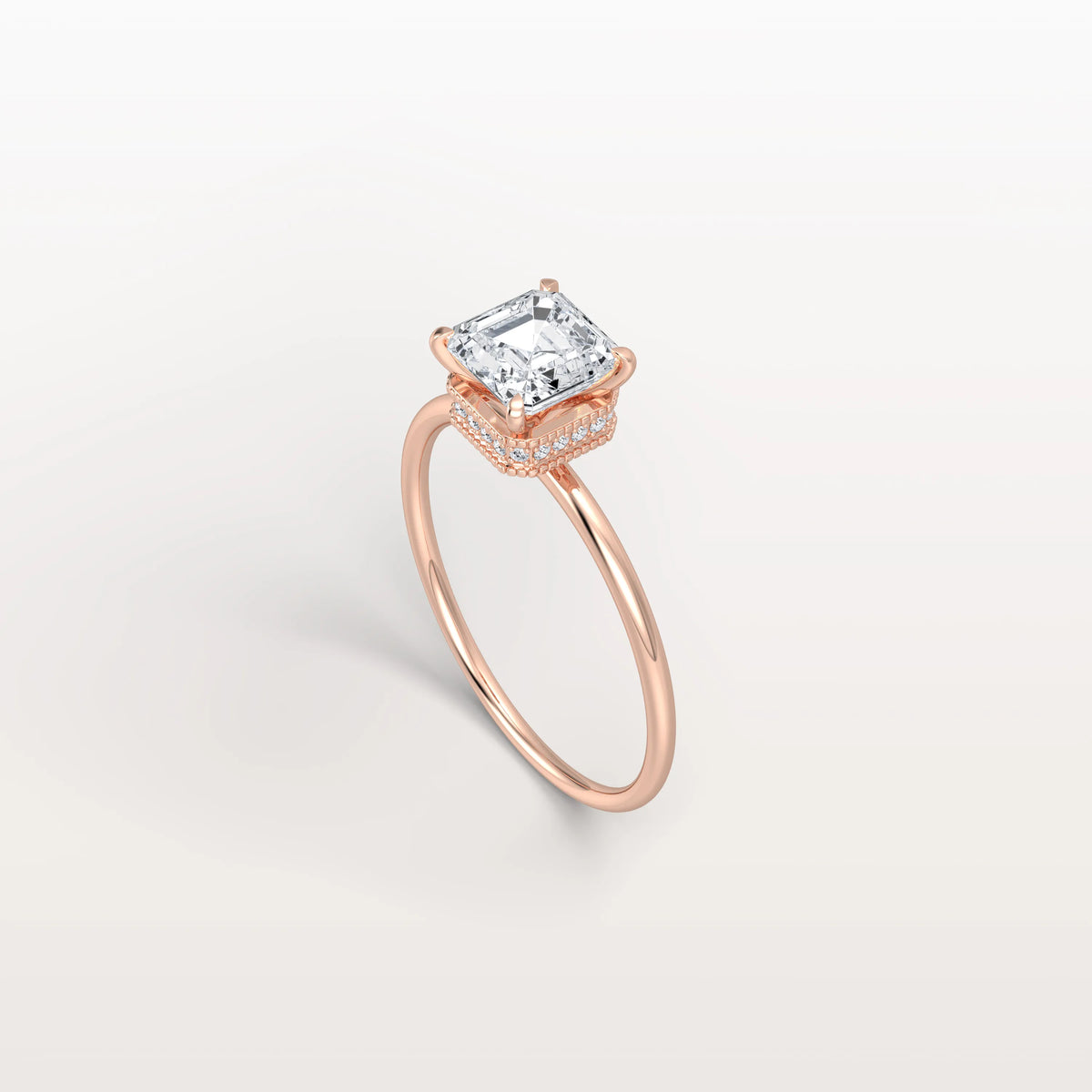 1CT Asscher Cut Lab Grown Diamond Ring With Basket Setting - Rings