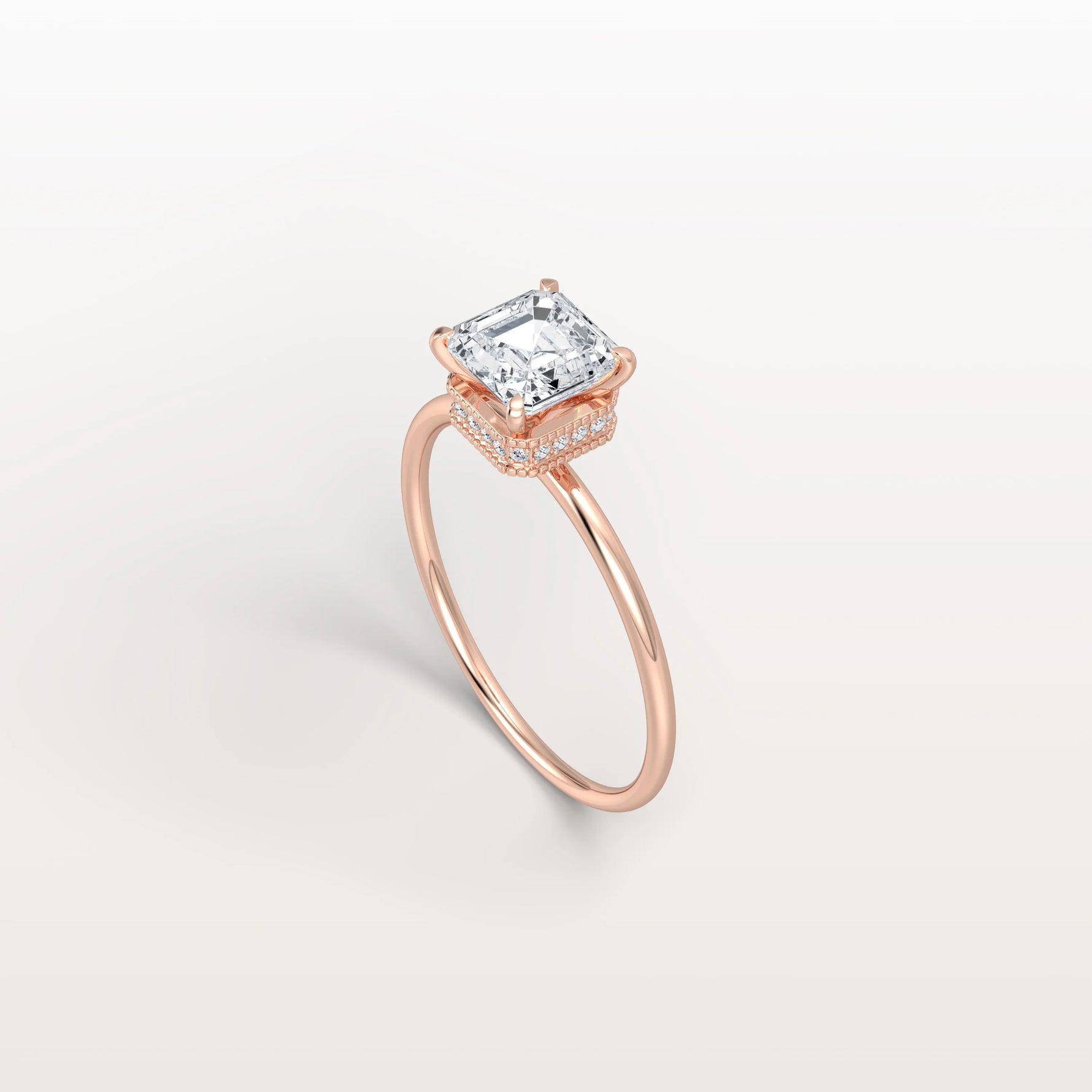 1CT Asscher Cut Lab Grown Diamond Ring With Basket Setting - Rings