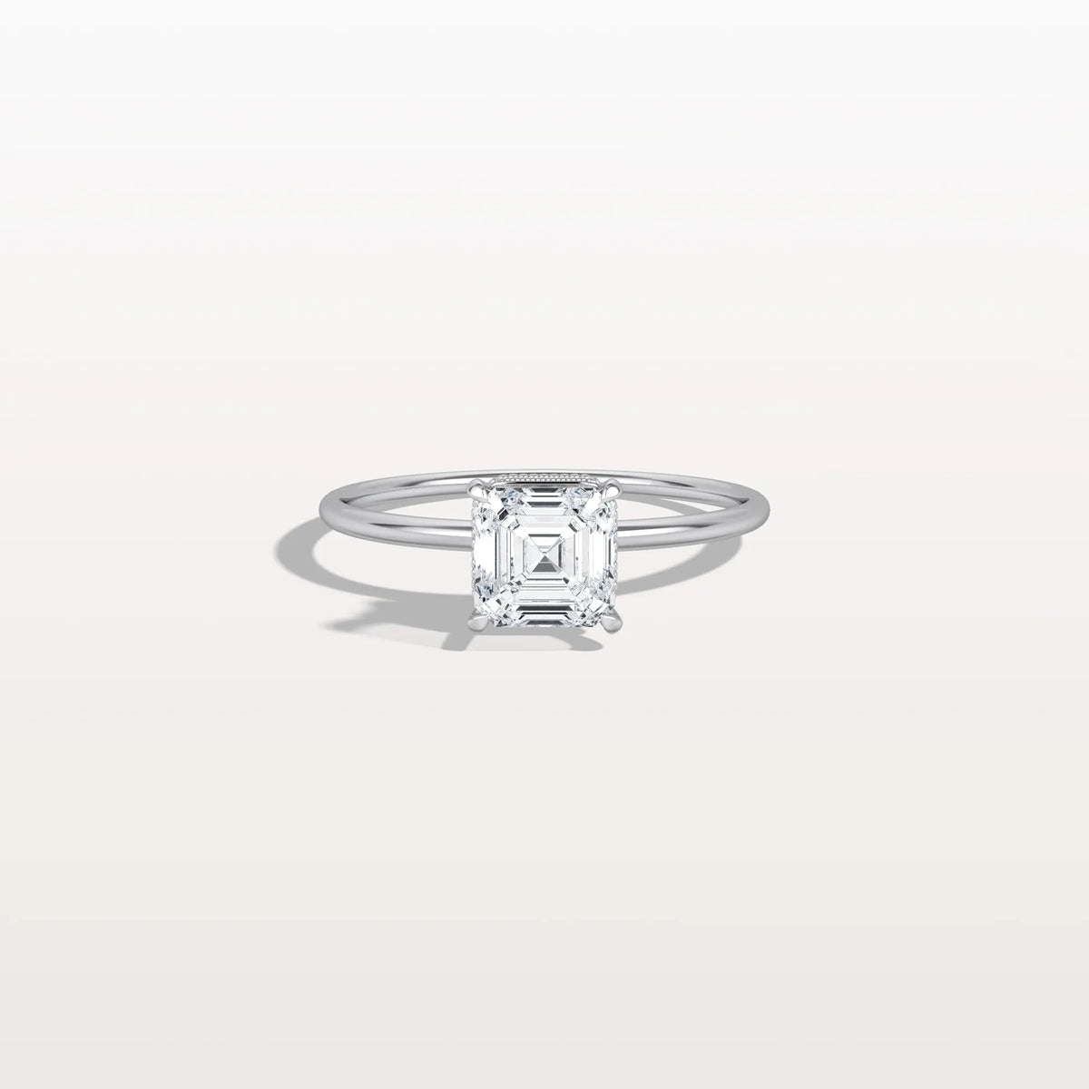 1CT Asscher Cut Lab Grown Diamond Ring With Basket Setting - Rings