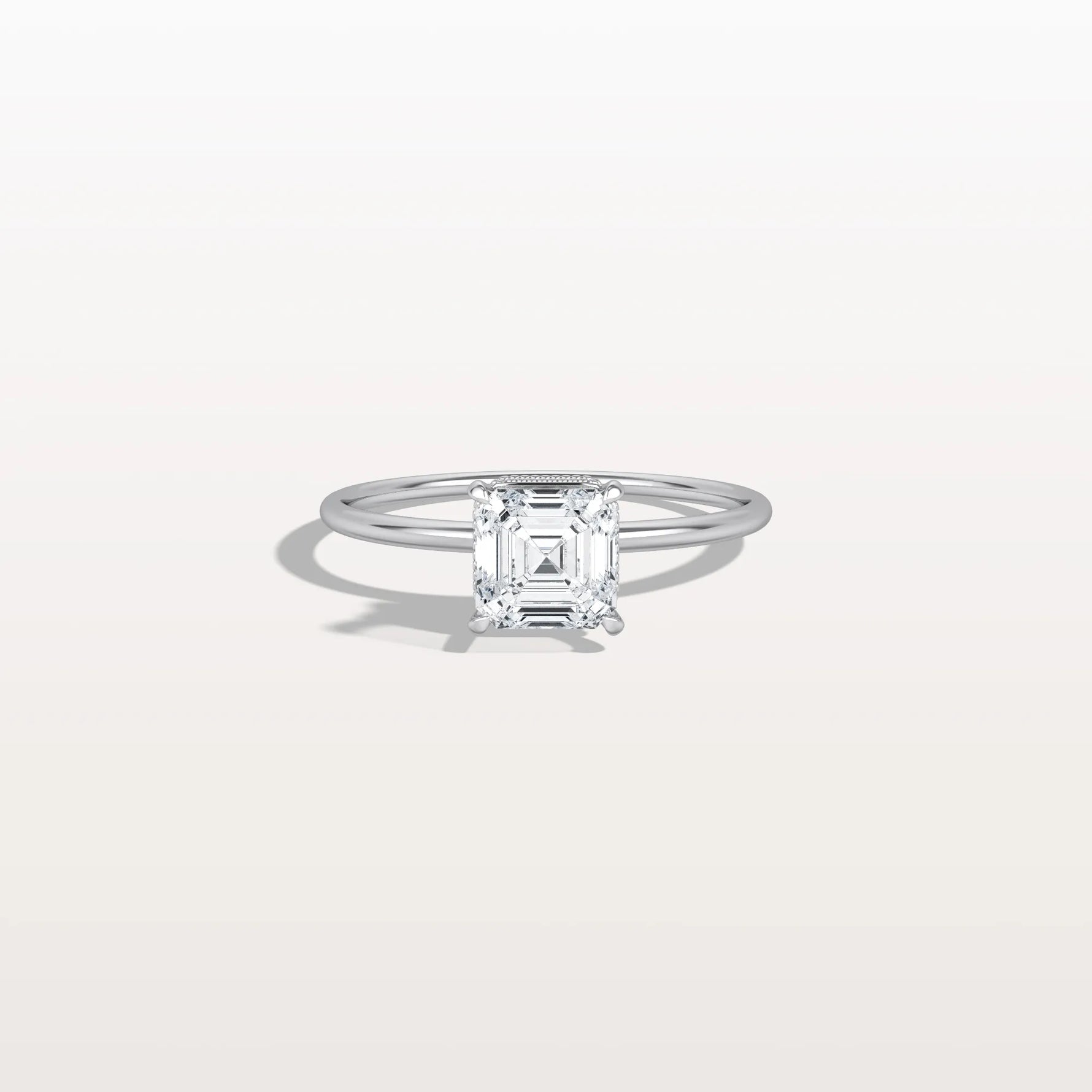 1CT Asscher Cut Lab Grown Diamond Ring With Basket Setting - Rings