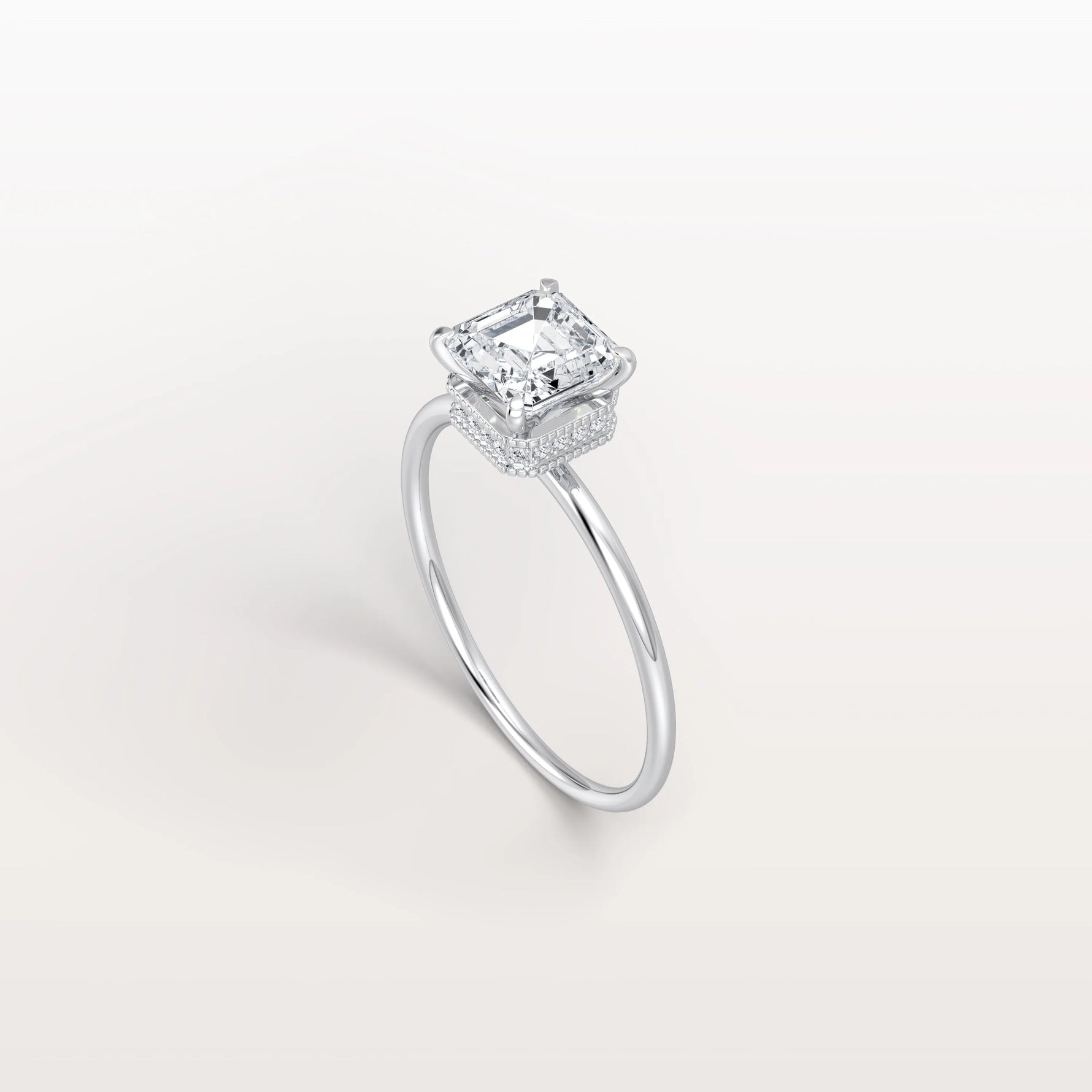 1CT Asscher Cut Lab Grown Diamond Ring With Basket Setting - Rings