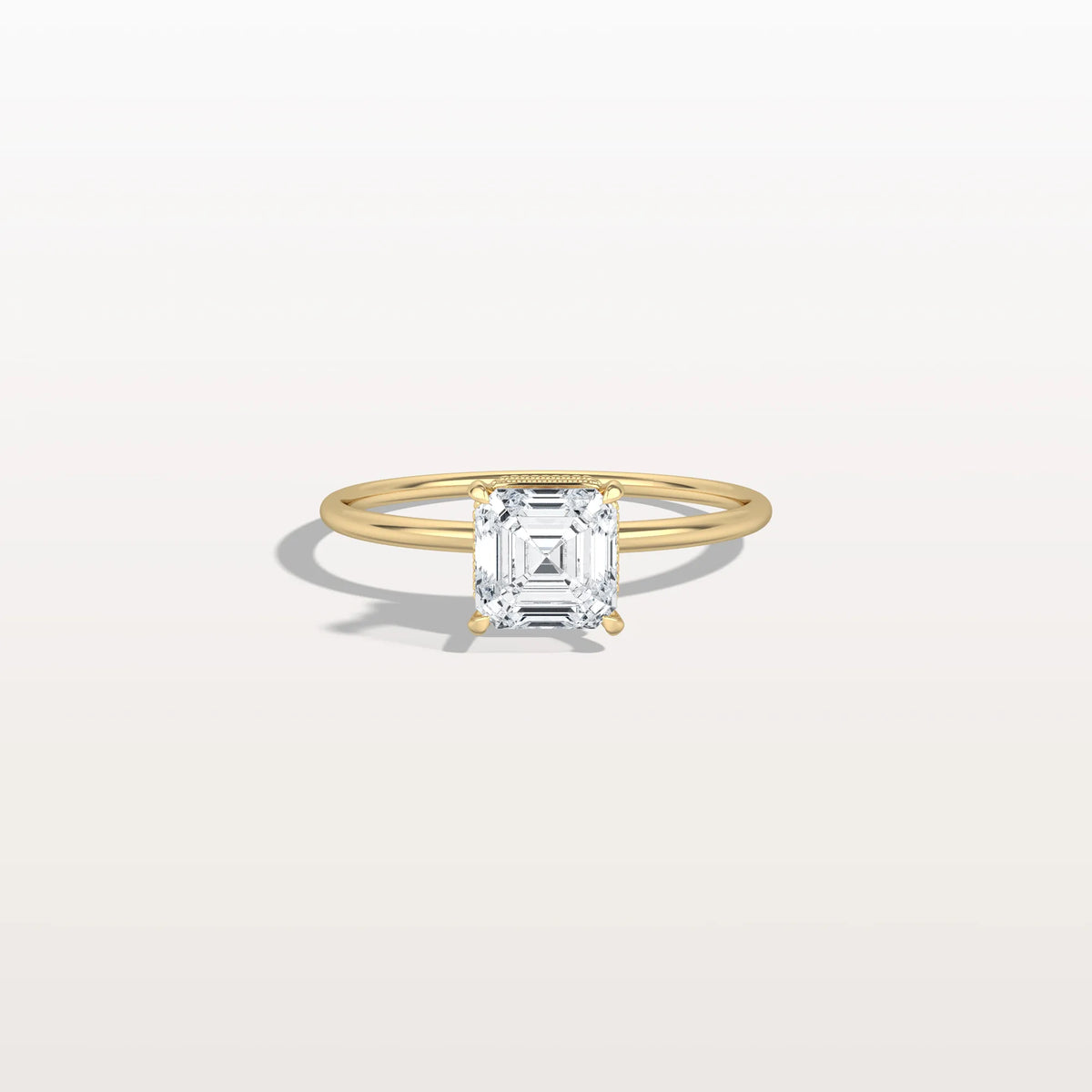 1CT Asscher Cut Lab Grown Diamond Ring With Basket Setting - Rings