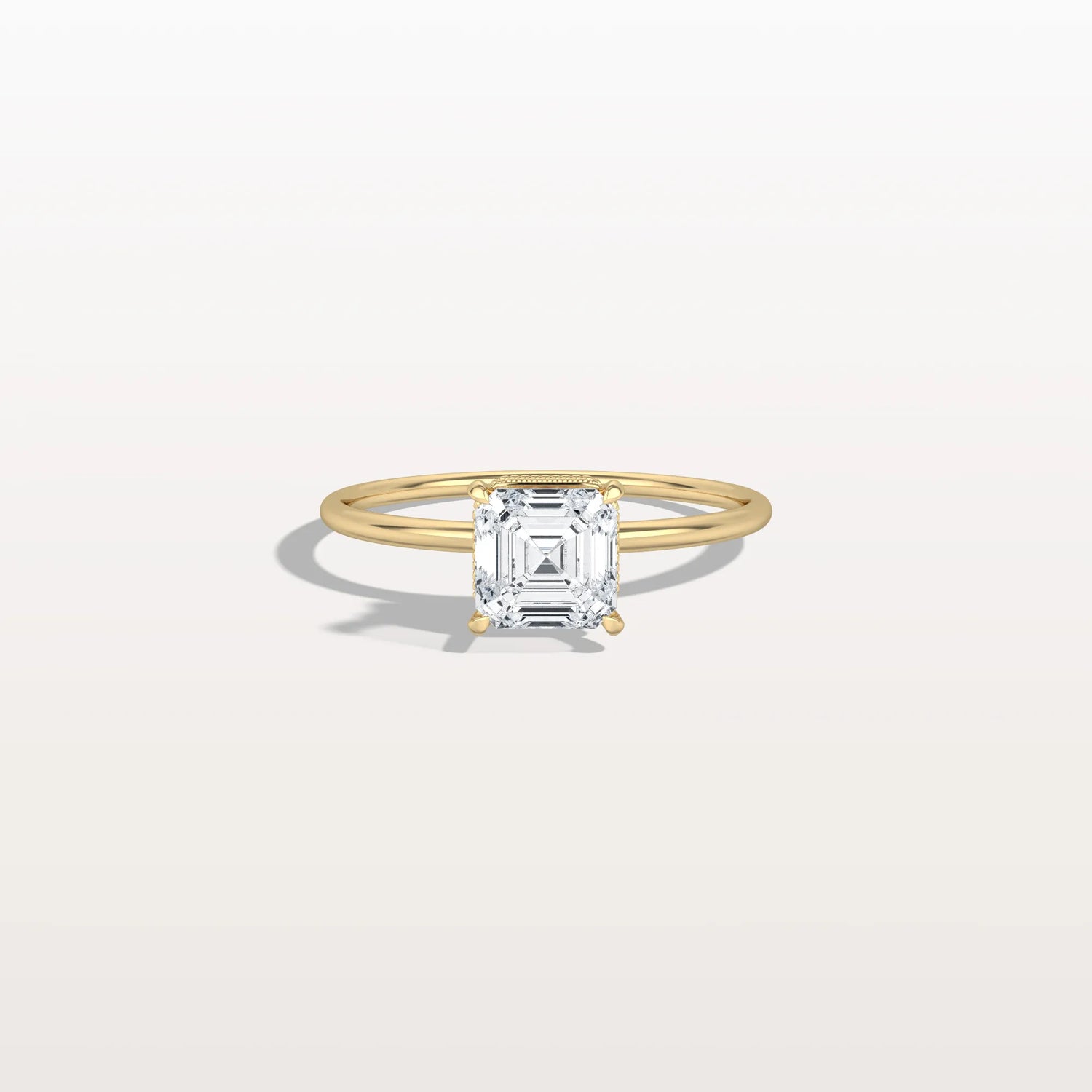 1CT Asscher Cut Lab Grown Diamond Ring With Basket Setting - Rings