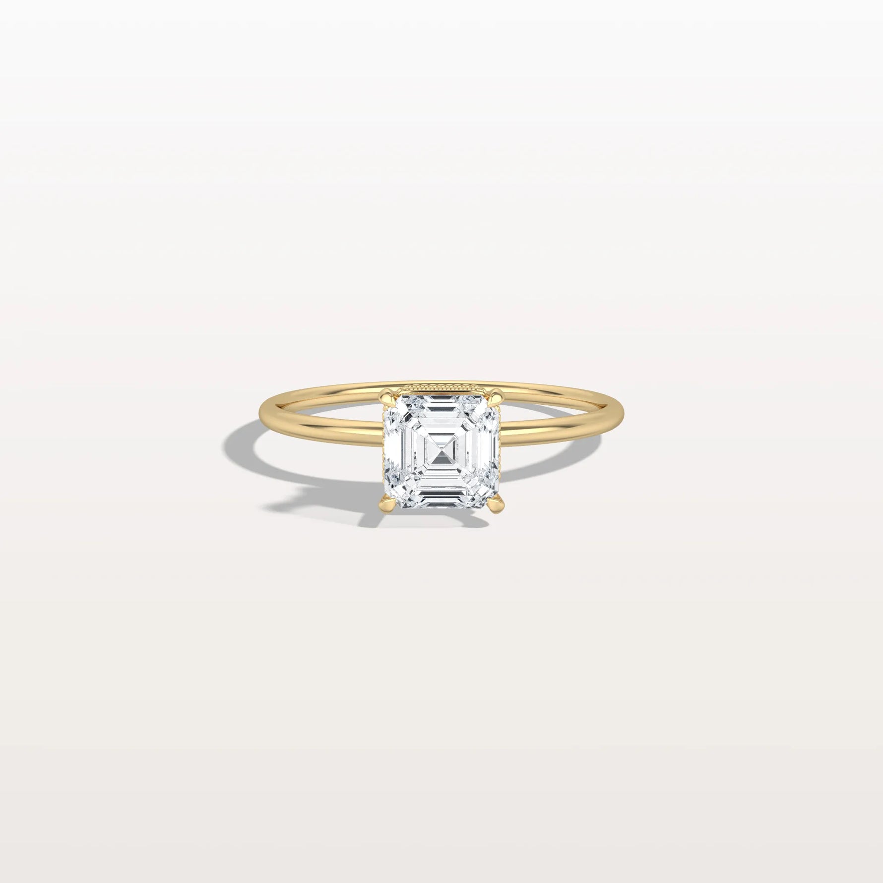 1CT Asscher Cut Lab Grown Diamond Ring With Basket Setting - Rings