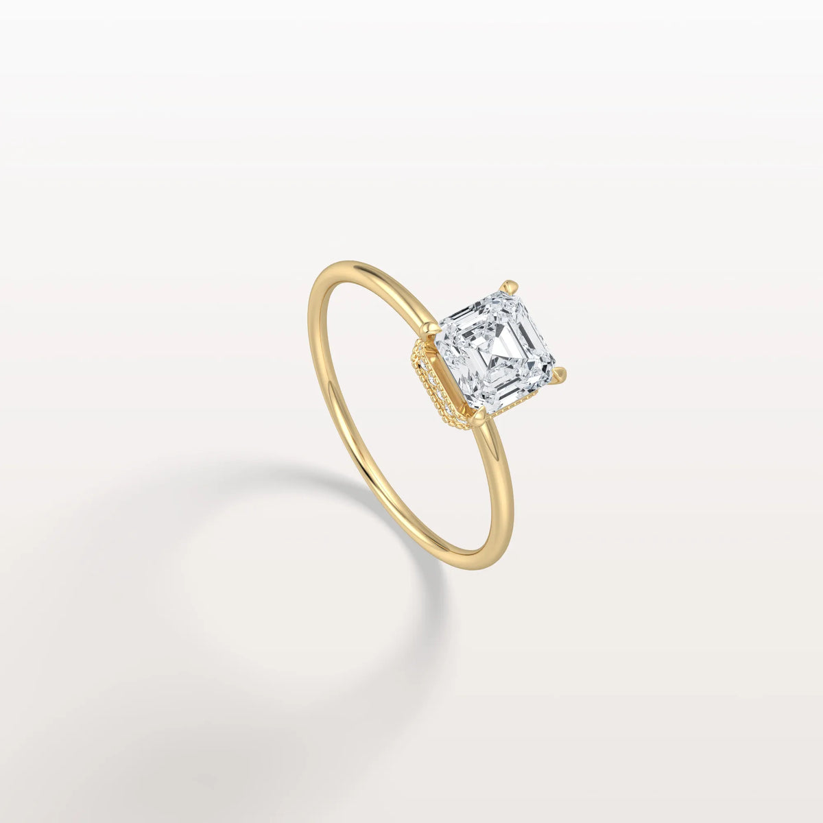 1CT Asscher Cut Lab Grown Diamond Ring With Basket Setting - Rings