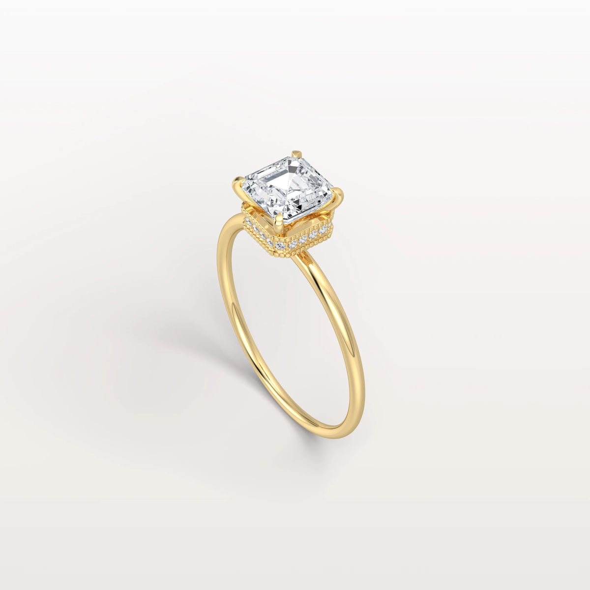 1CT Asscher Cut Lab Grown Diamond Ring With Basket Setting - Rings