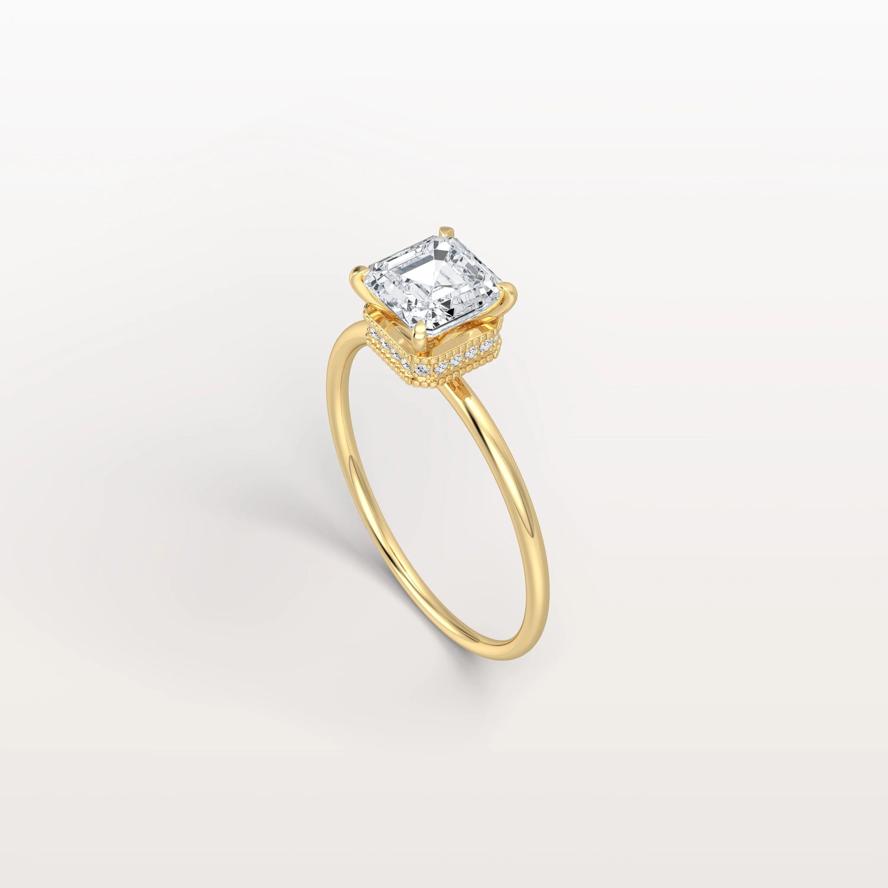 1CT Asscher Cut Lab Grown Diamond Ring With Basket Setting - Rings