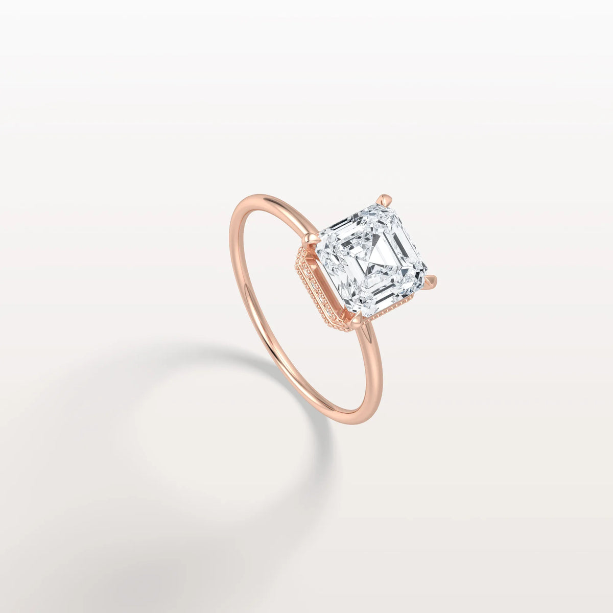 2CT Asscher Cut Lab Grown Diamond Ring With Basket Setting - Rings
