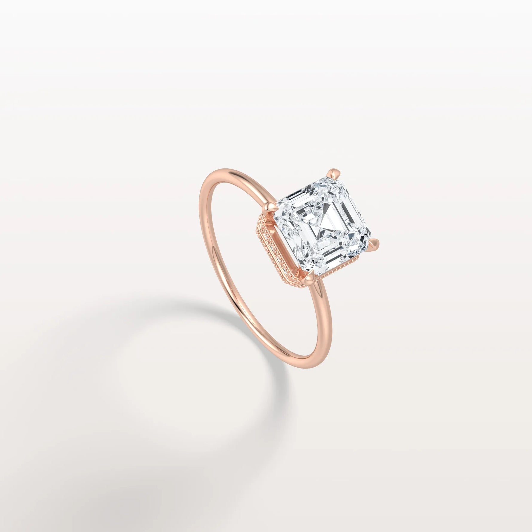 2CT Asscher Cut Lab Grown Diamond Ring With Basket Setting - Rings