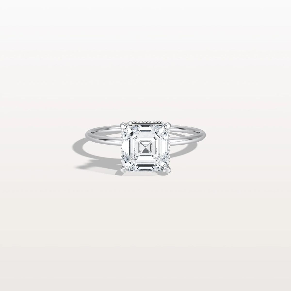 2CT Asscher Cut Lab Grown Diamond Ring With Basket Setting - Rings