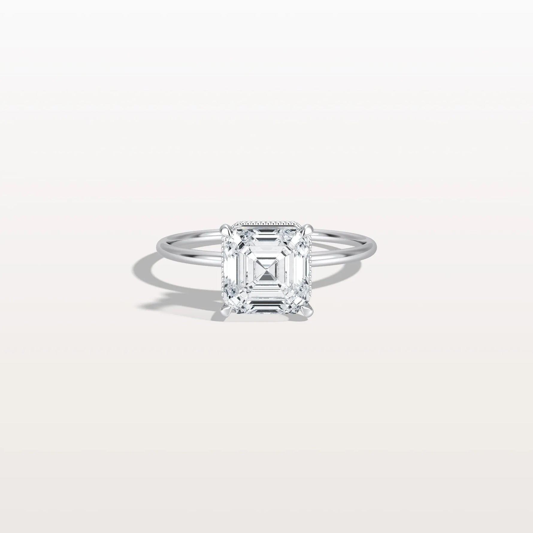 2CT Asscher Cut Lab Grown Diamond Ring With Basket Setting - Rings
