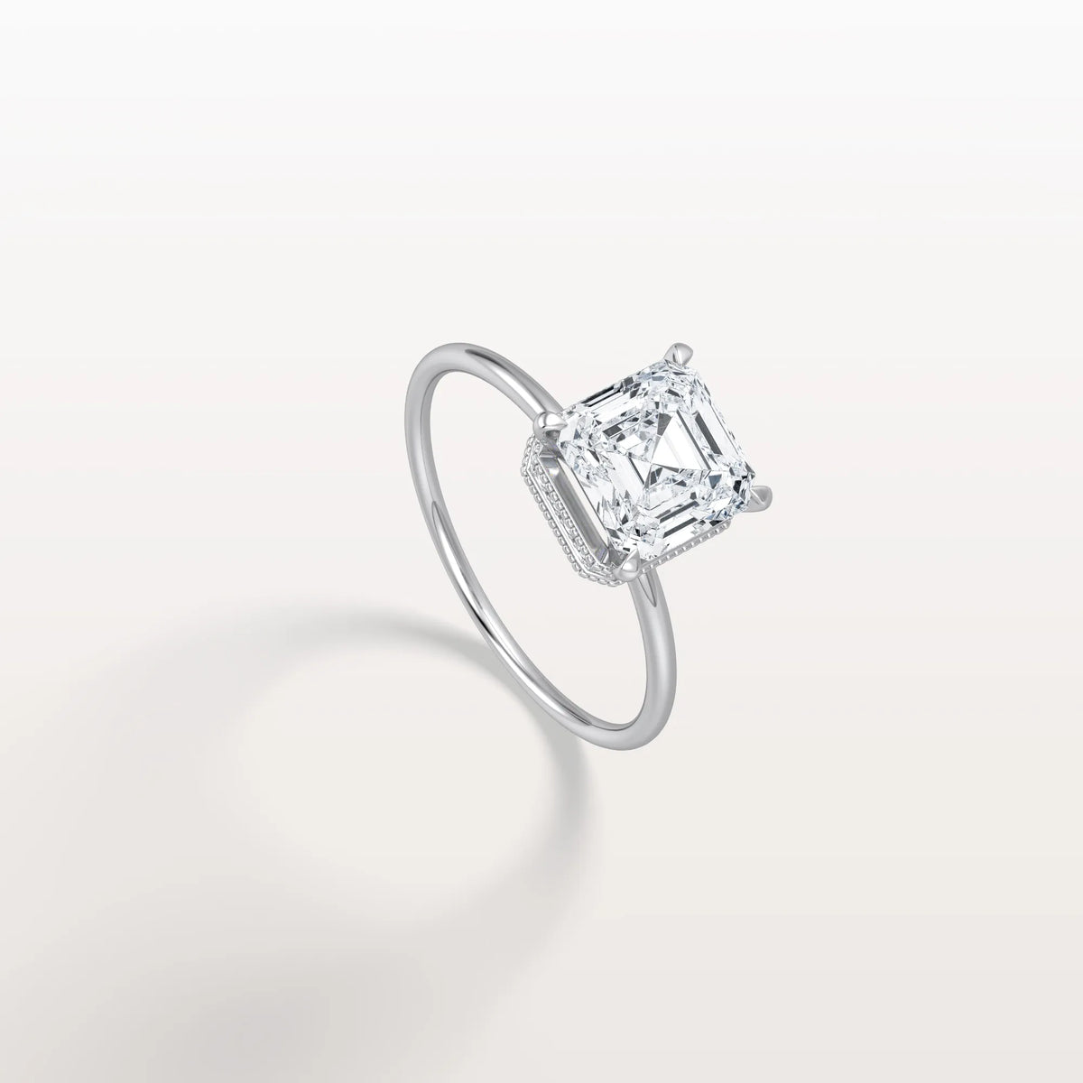 2CT Asscher Cut Lab Grown Diamond Ring With Basket Setting - Rings