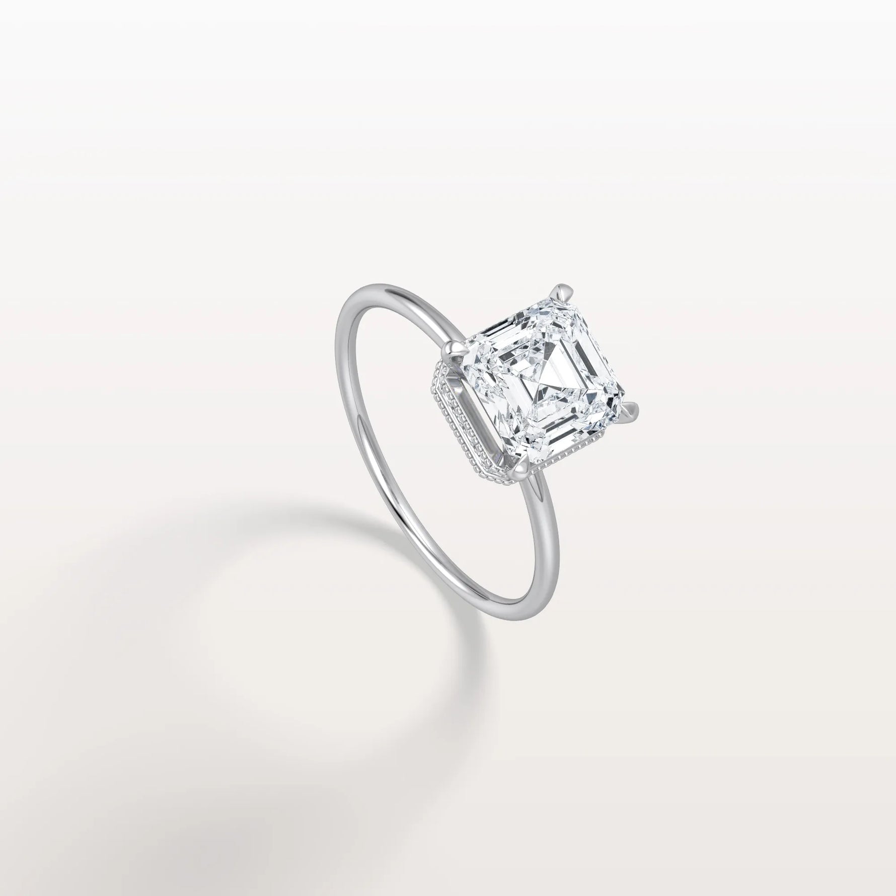 2CT Asscher Cut Lab Grown Diamond Ring With Basket Setting - Rings