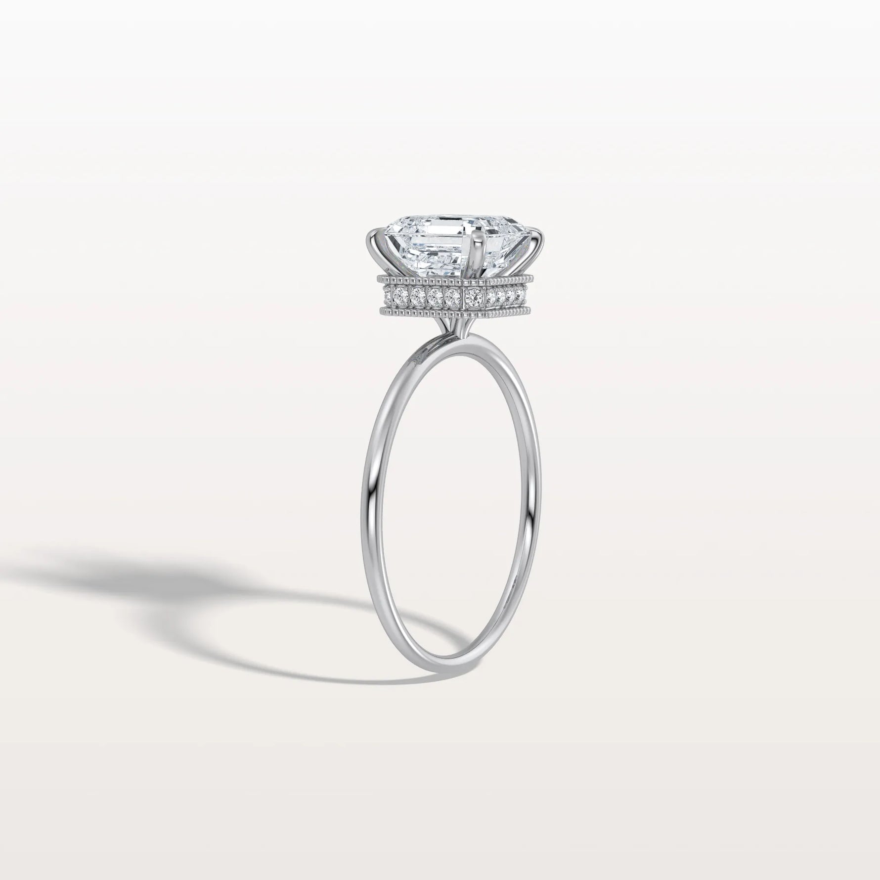 2CT Asscher Cut Lab Grown Diamond Ring With Basket Setting - Rings