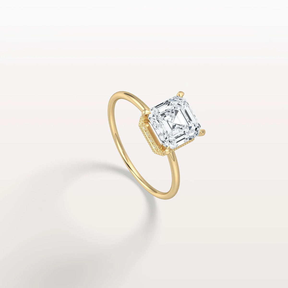 2CT Asscher Cut Lab Grown Diamond Ring With Basket Setting - Rings