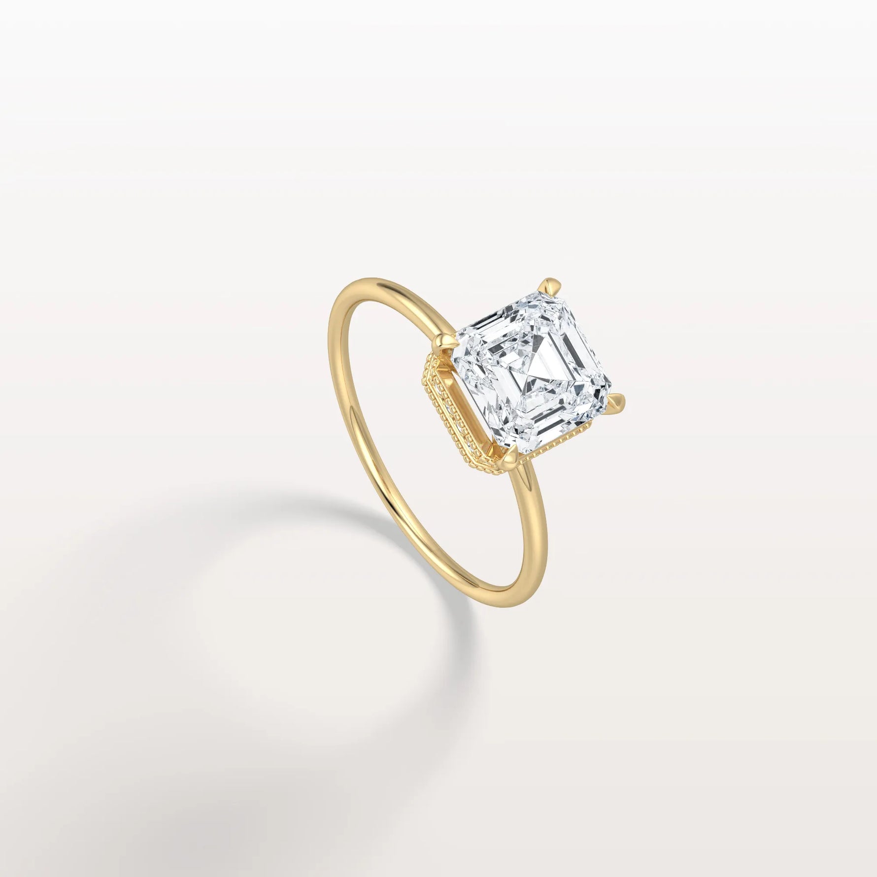 2CT Asscher Cut Lab Grown Diamond Ring With Basket Setting - Rings