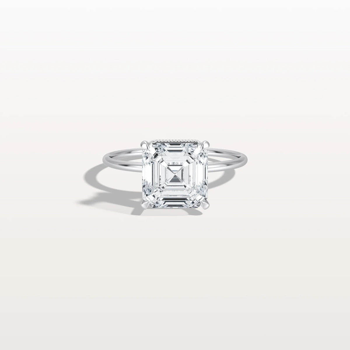 3CT Asscher Cut Lab Grown Diamond Ring With Basket Setting - Rings