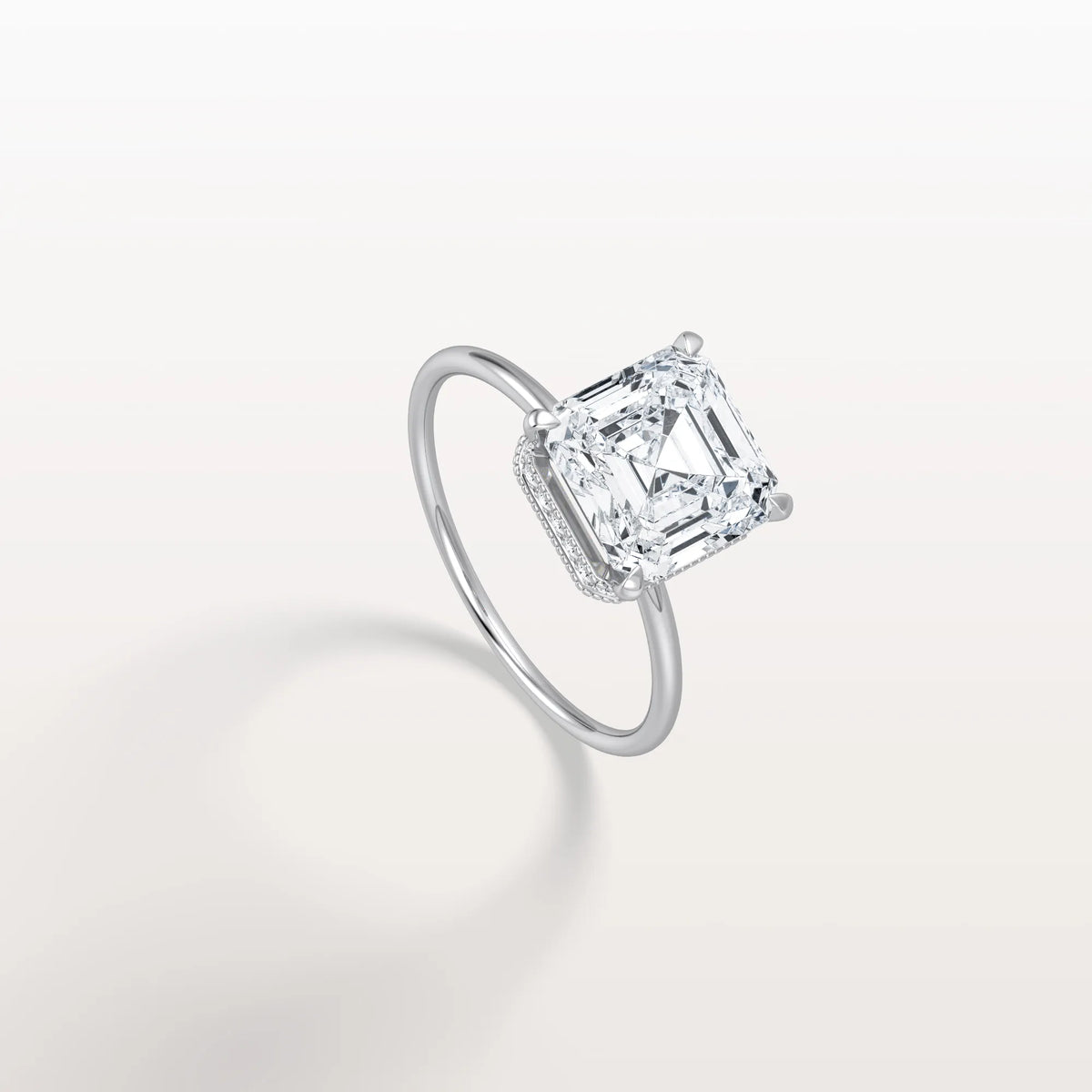 3CT Asscher Cut Lab Grown Diamond Ring With Basket Setting - Rings