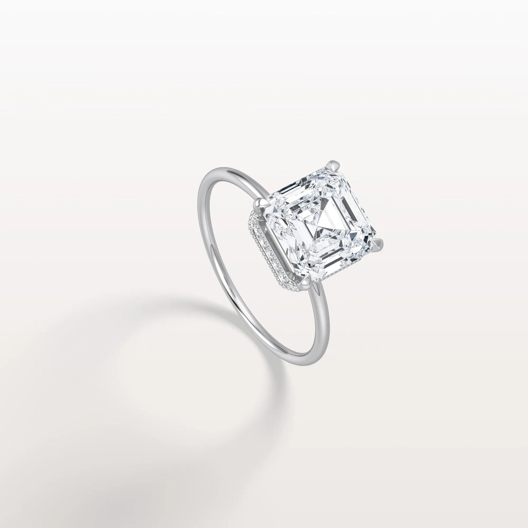 3CT Asscher Cut Lab Grown Diamond Ring With Basket Setting - Rings