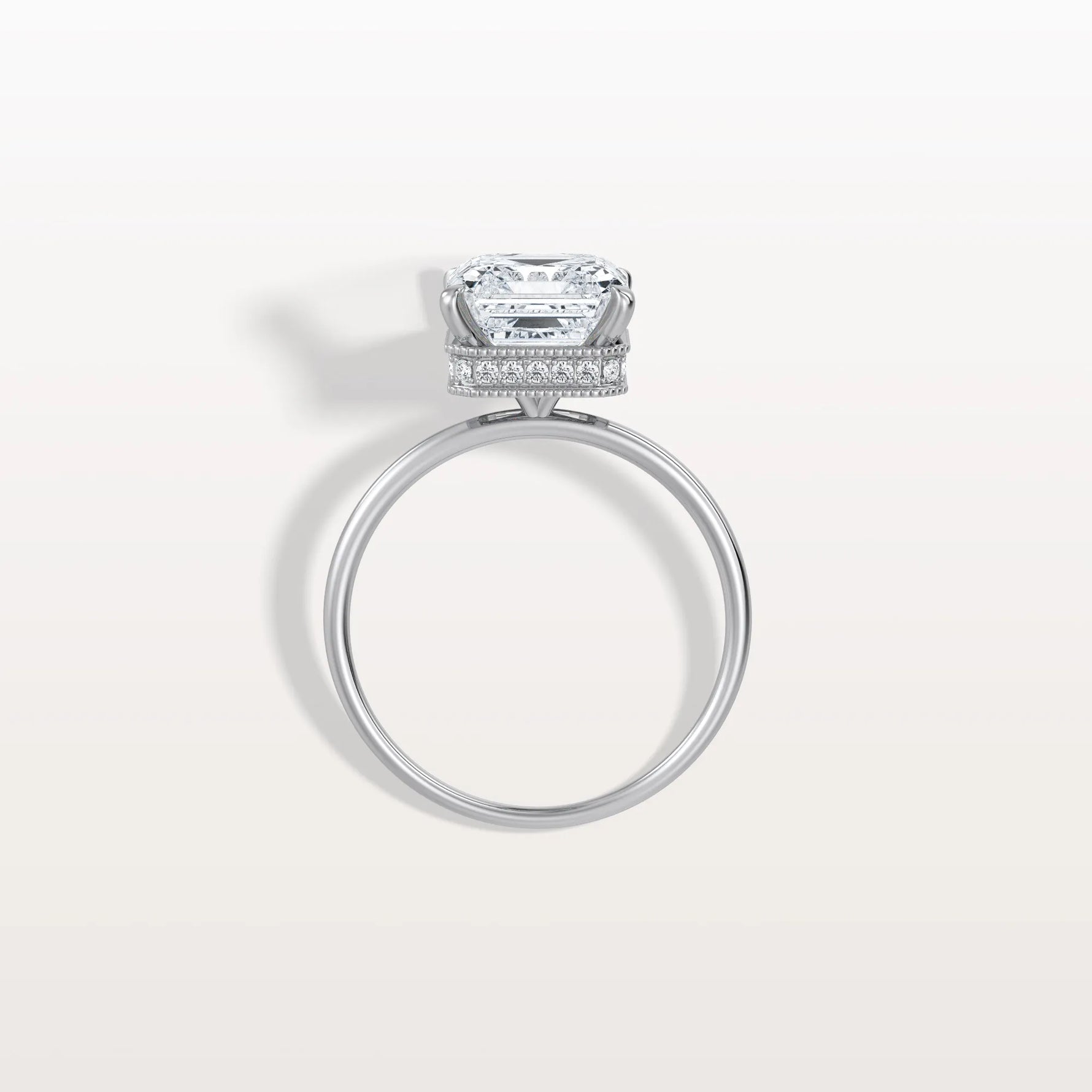 3CT Asscher Cut Lab Grown Diamond Ring With Basket Setting - Rings