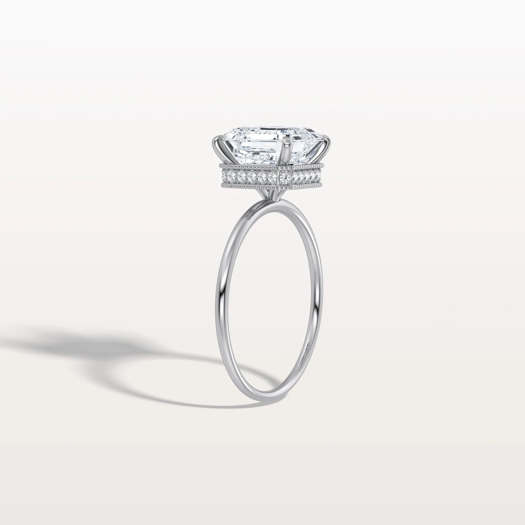 3CT Asscher Cut Lab Grown Diamond Ring With Basket Setting - Rings