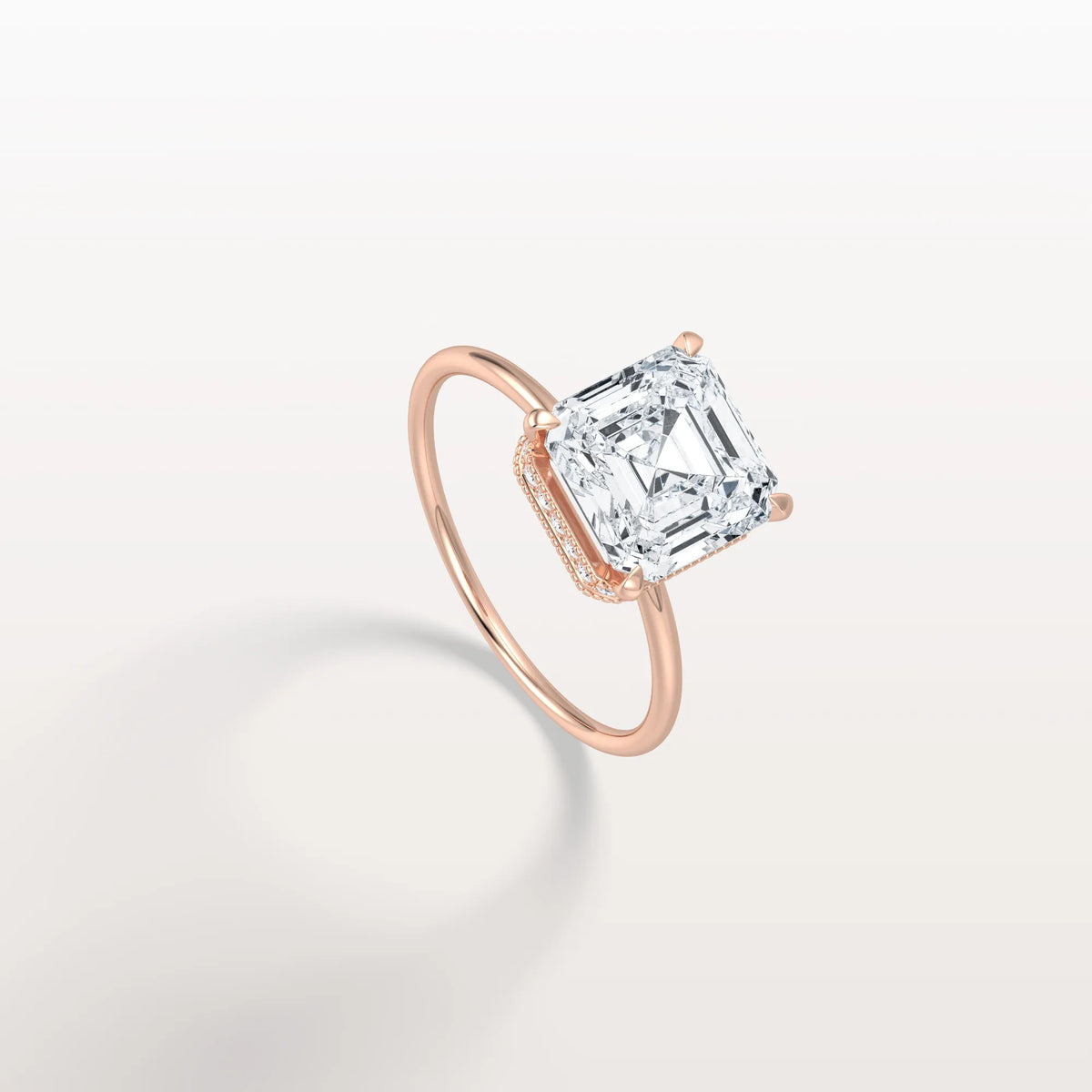 3CT Asscher Cut Lab Grown Diamond Ring With Basket Setting - Rings