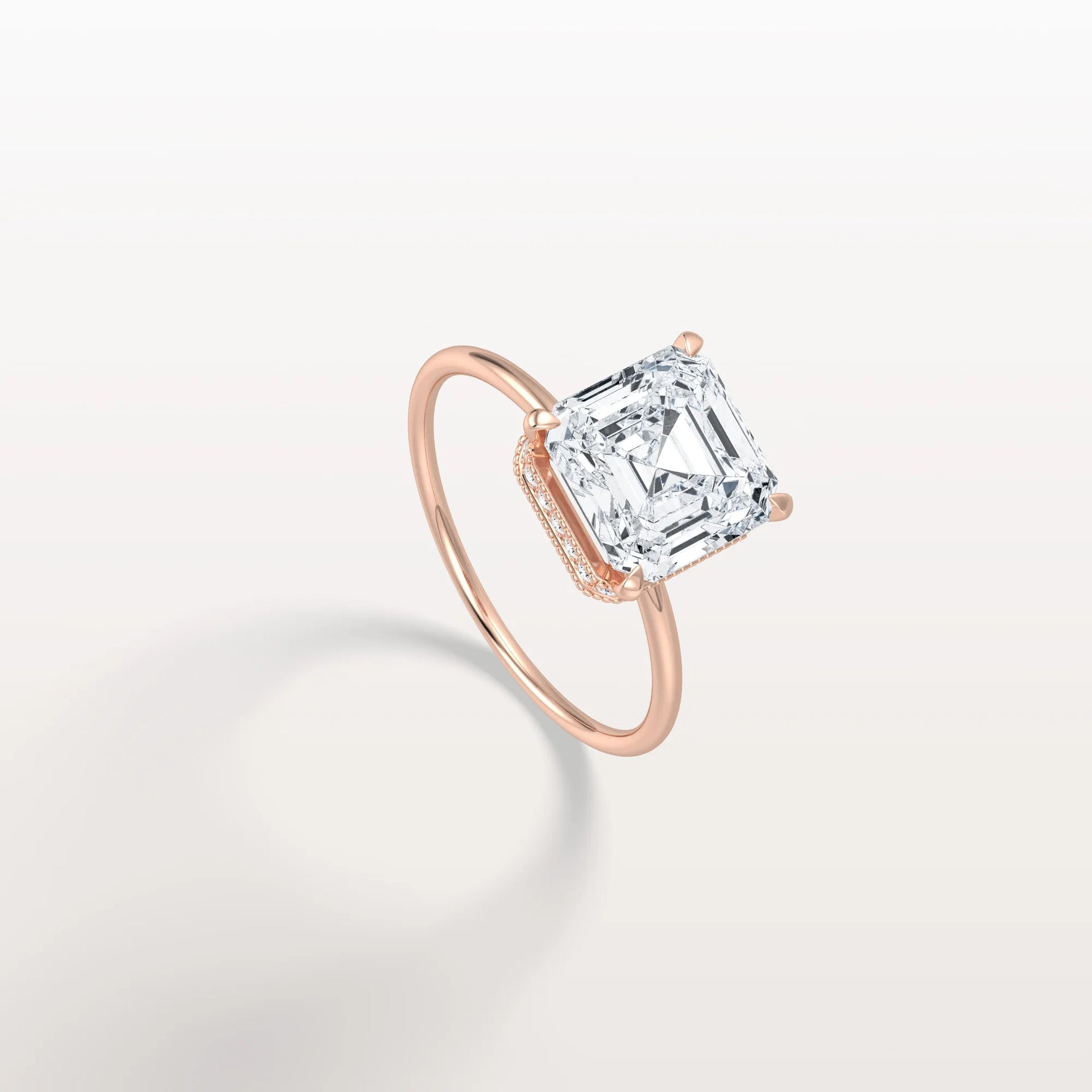 3CT Asscher Cut Lab Grown Diamond Ring With Basket Setting - Rings