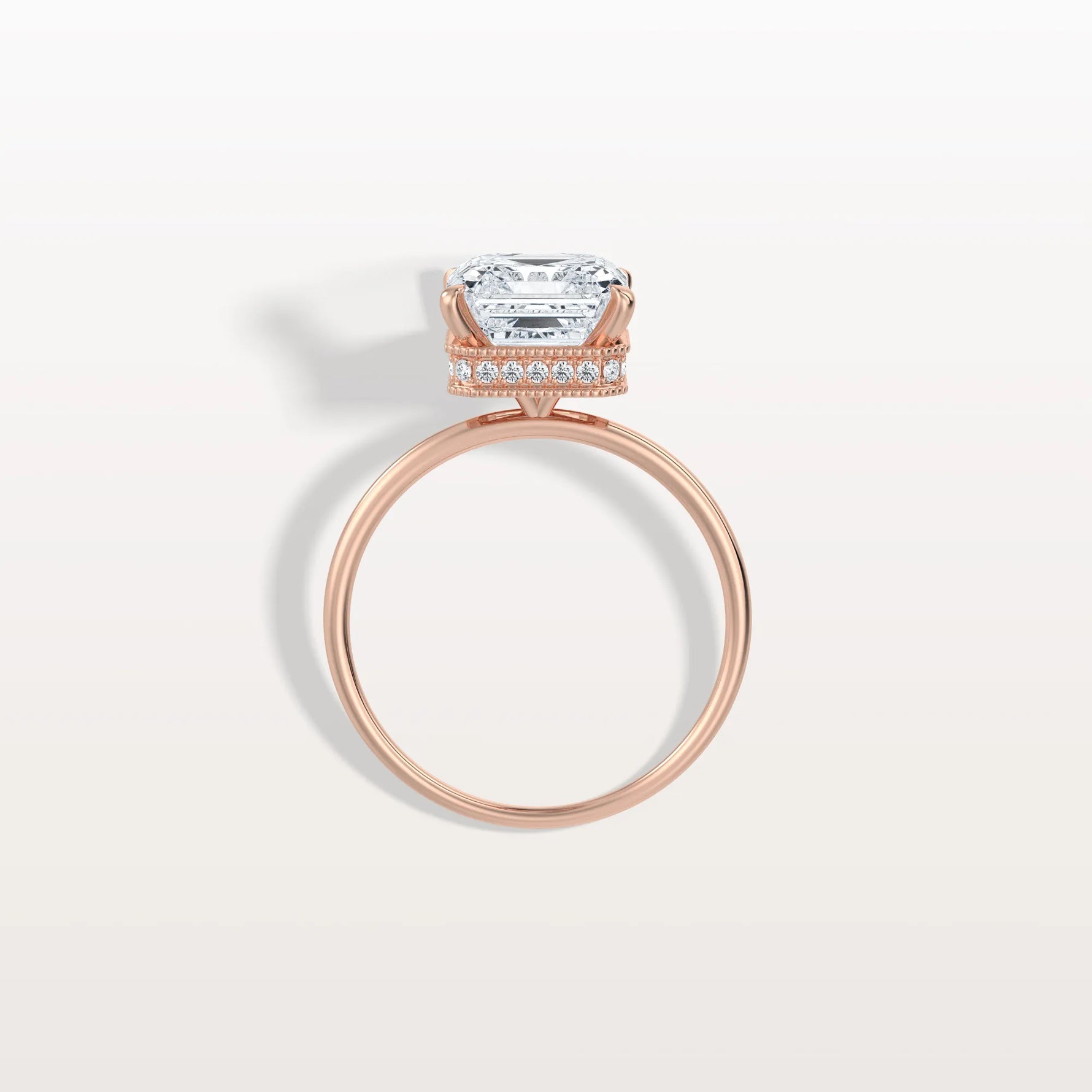 3CT Asscher Cut Lab Grown Diamond Ring With Basket Setting - Rings