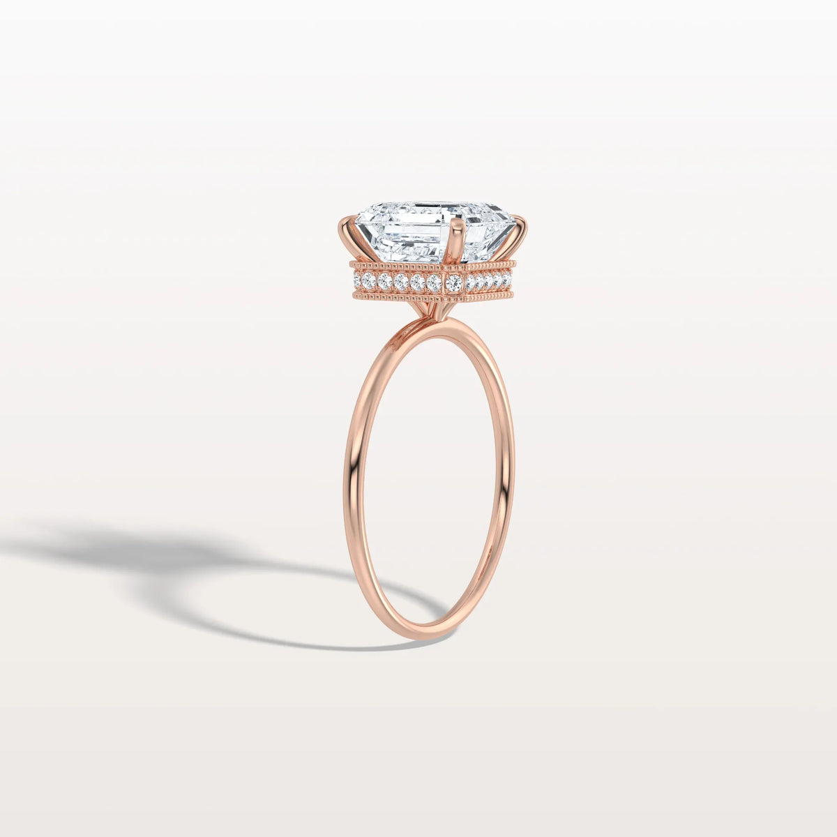 3CT Asscher Cut Lab Grown Diamond Ring With Basket Setting - Rings