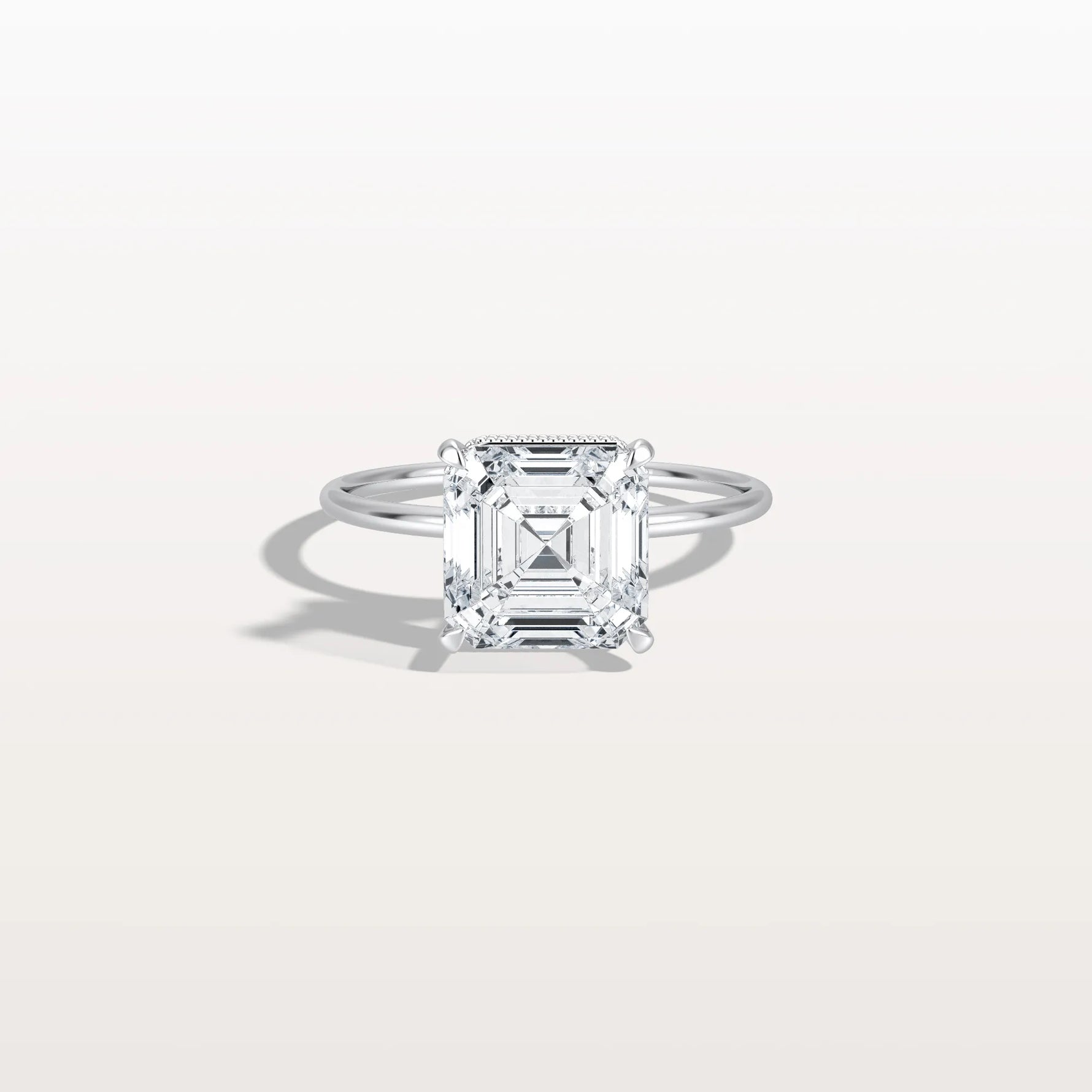 3CT Asscher Cut Lab Grown Diamond Ring With Basket Setting - Rings