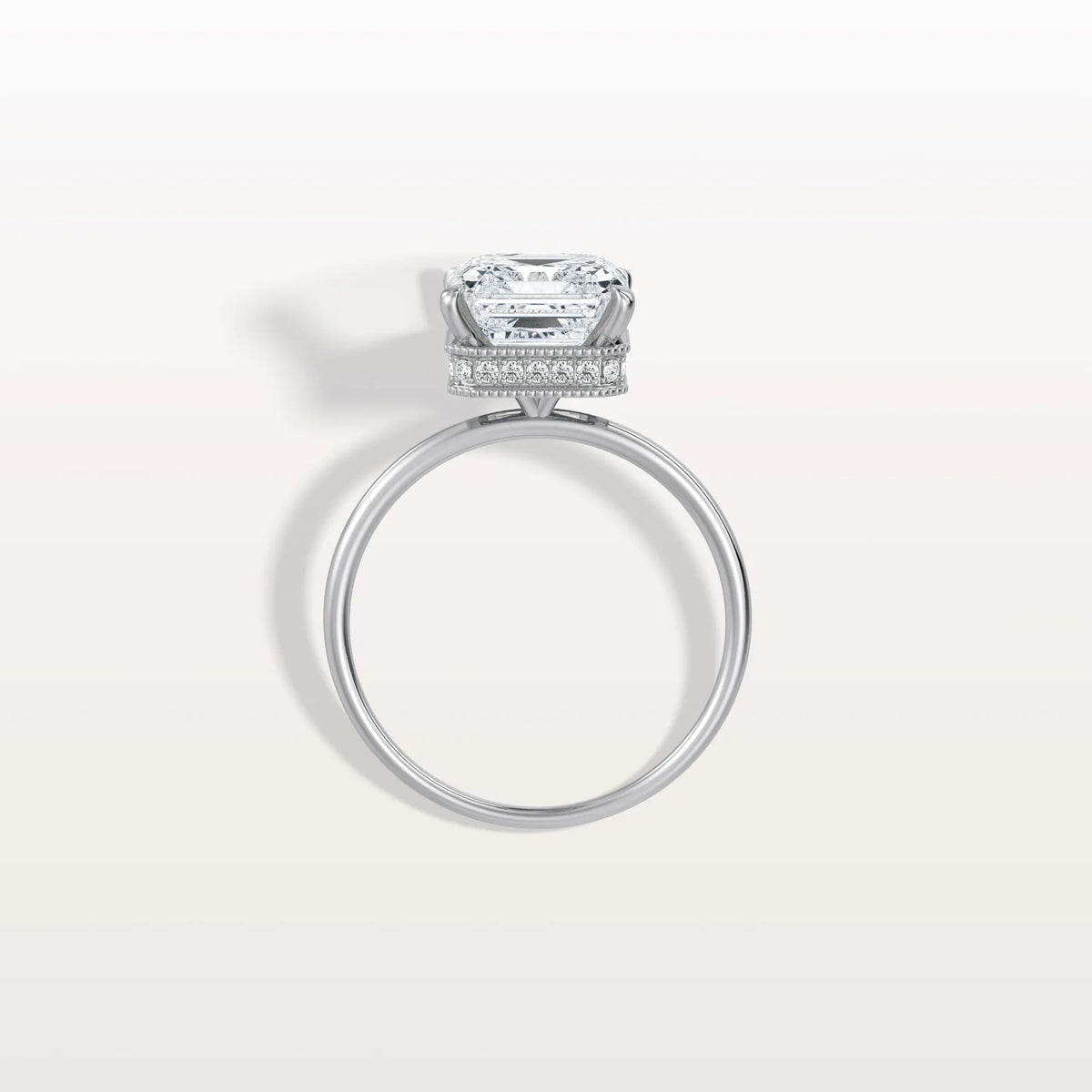 3CT Asscher Cut Lab Grown Diamond Ring With Basket Setting - Rings