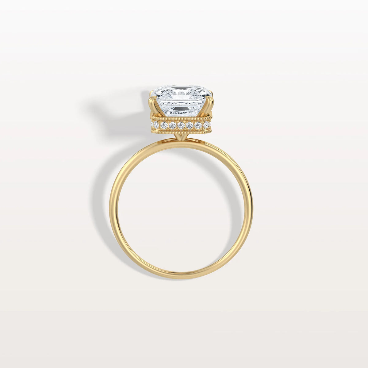 3CT Asscher Cut Lab Grown Diamond Ring With Basket Setting - Rings