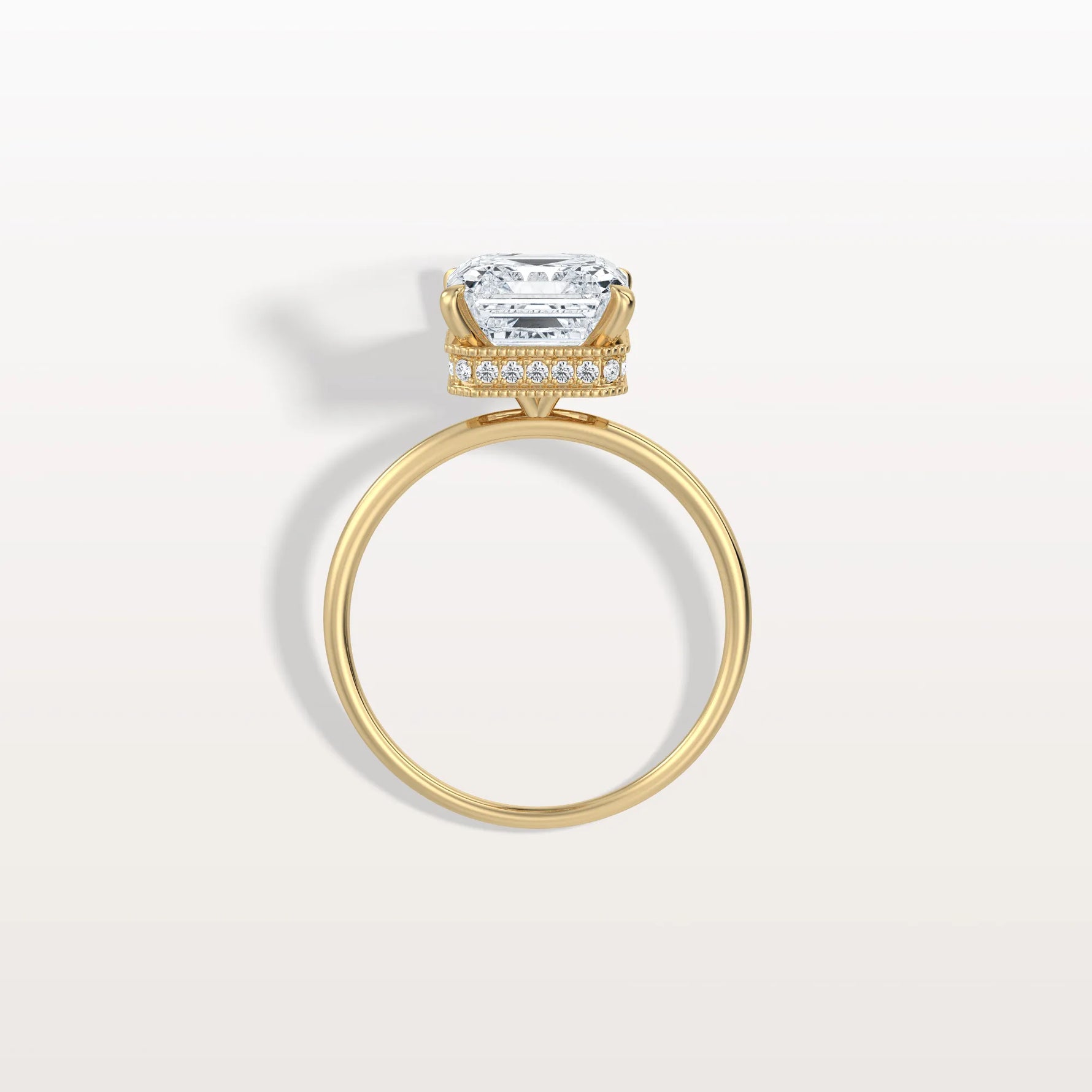 3CT Asscher Cut Lab Grown Diamond Ring With Basket Setting - Rings