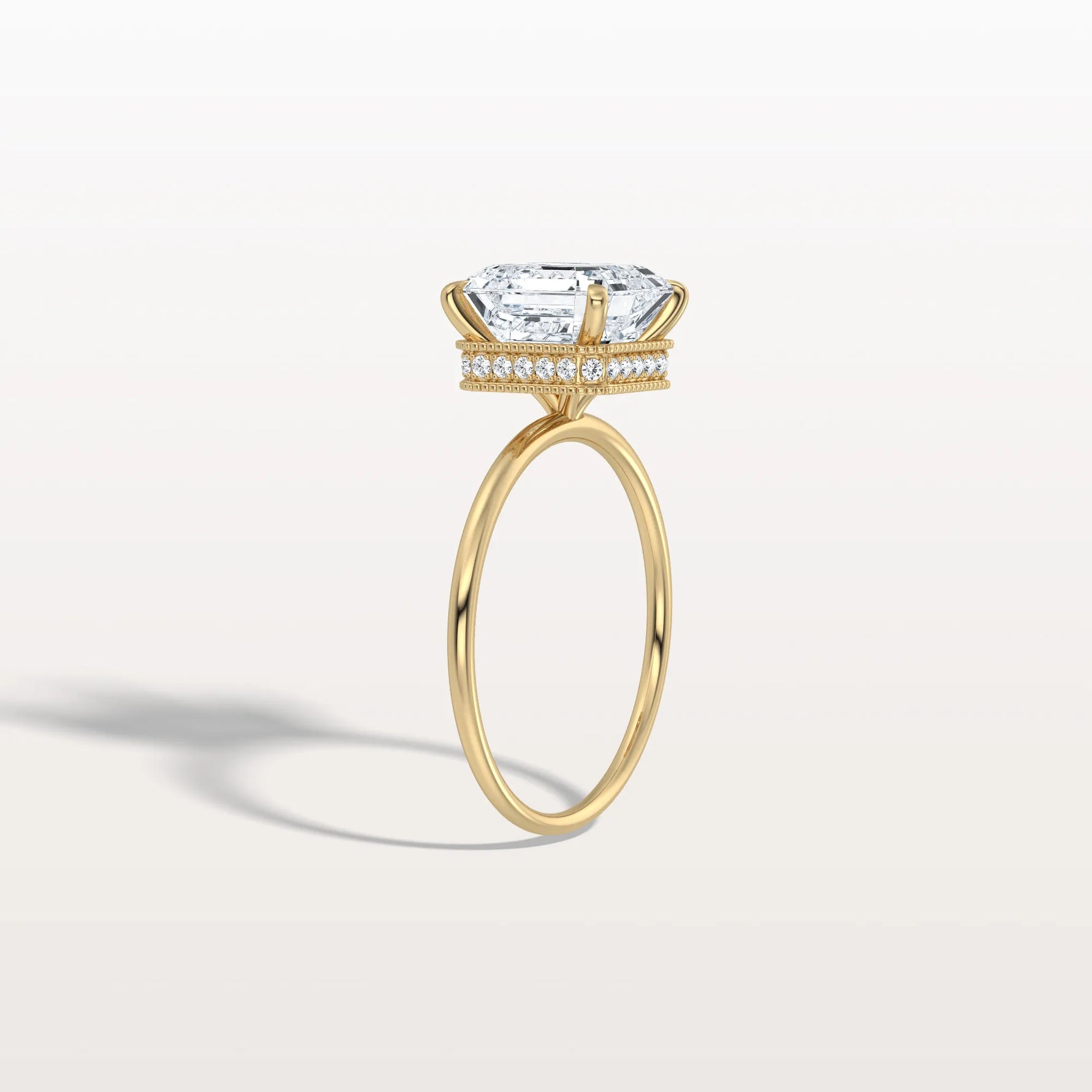 3CT Asscher Cut Lab Grown Diamond Ring With Basket Setting - Rings