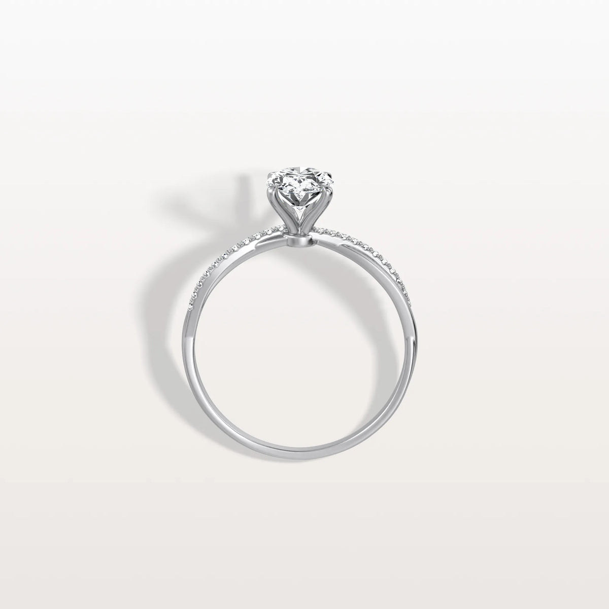 1CT Oval Cut Lab Diamond Twisted Engagement Ring In Solid Gold/Platinum - Rings