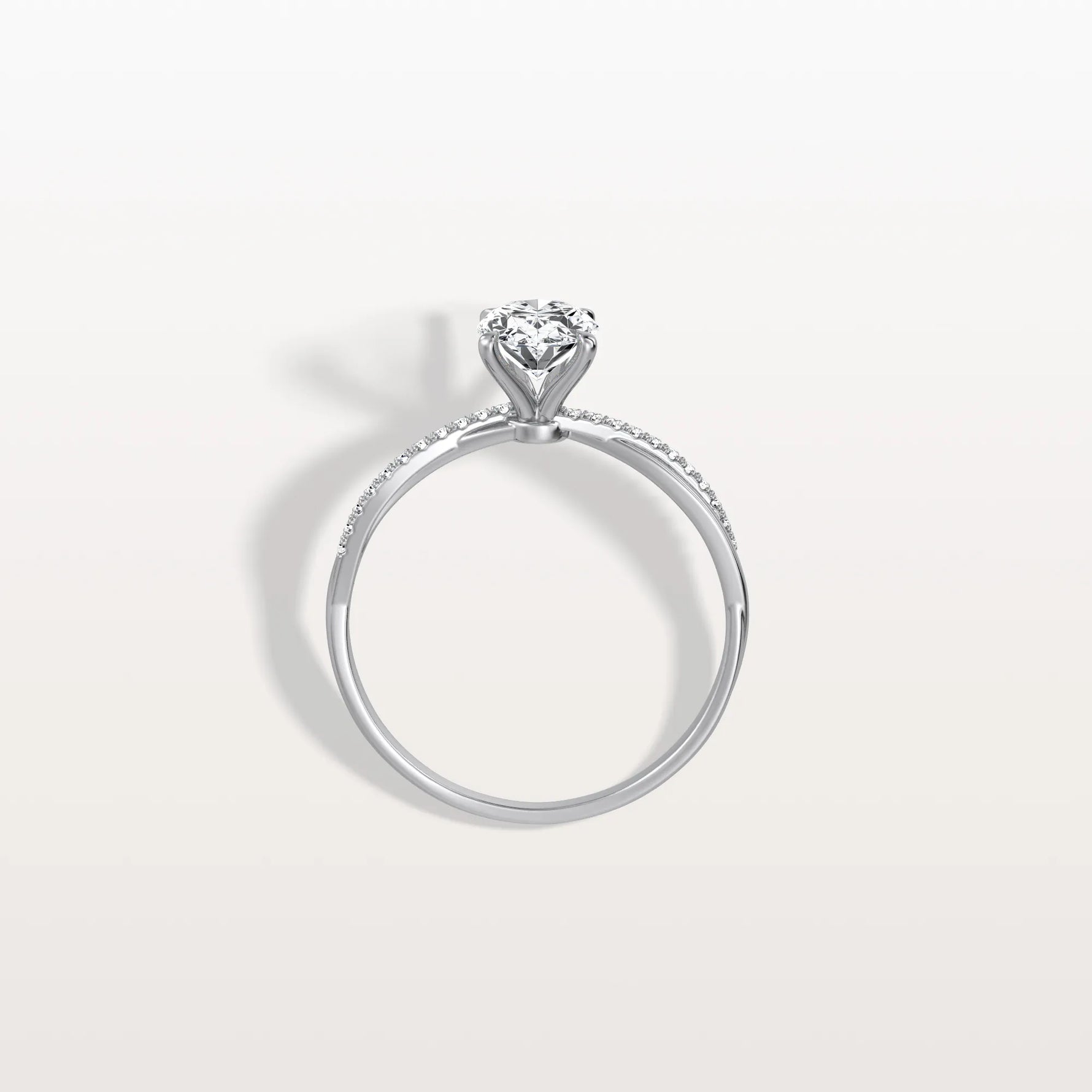 1CT Oval Cut Lab Diamond Twisted Engagement Ring In Solid Gold/Platinum - Rings