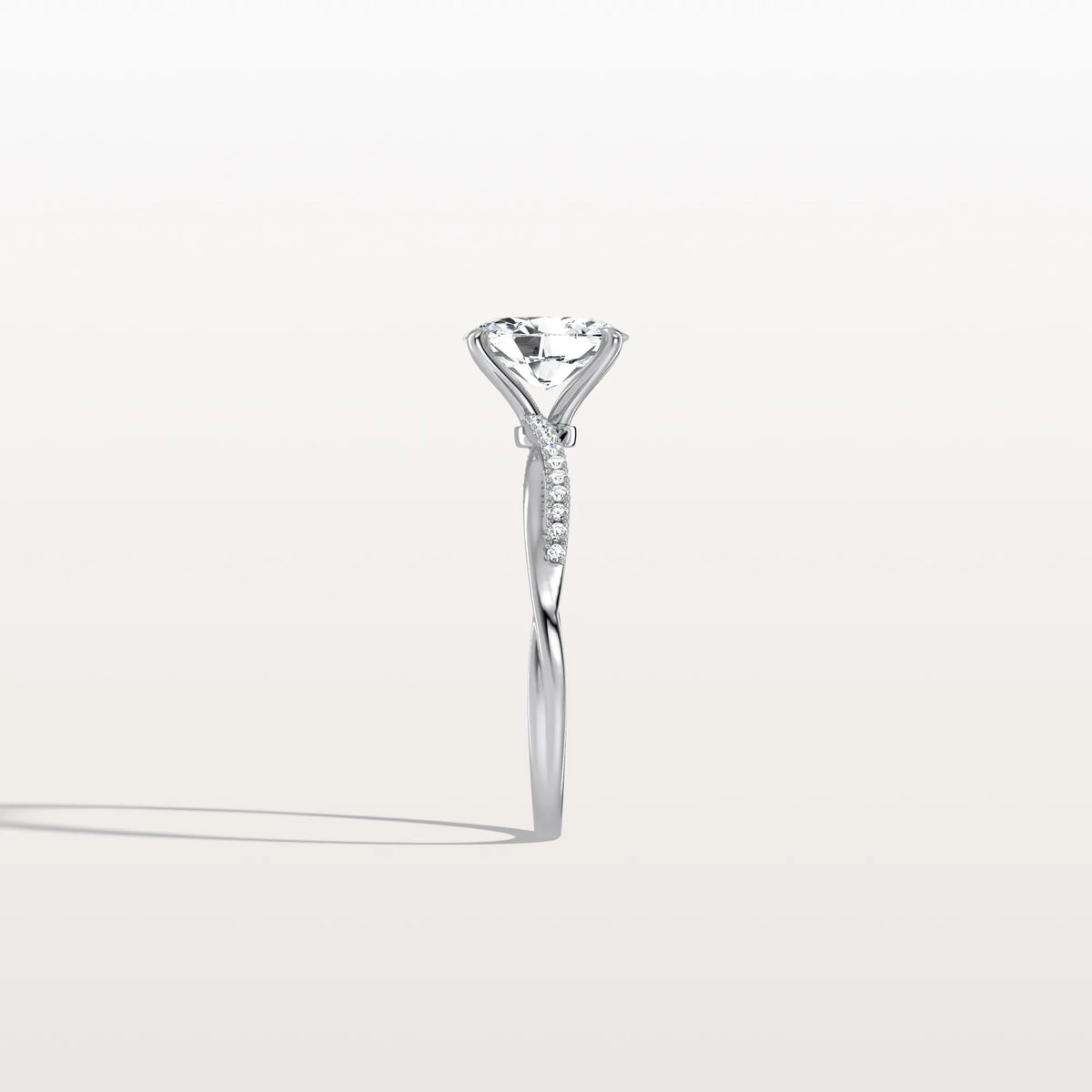 1CT Oval Cut Lab Diamond Twisted Engagement Ring In Solid Gold/Platinum - Rings