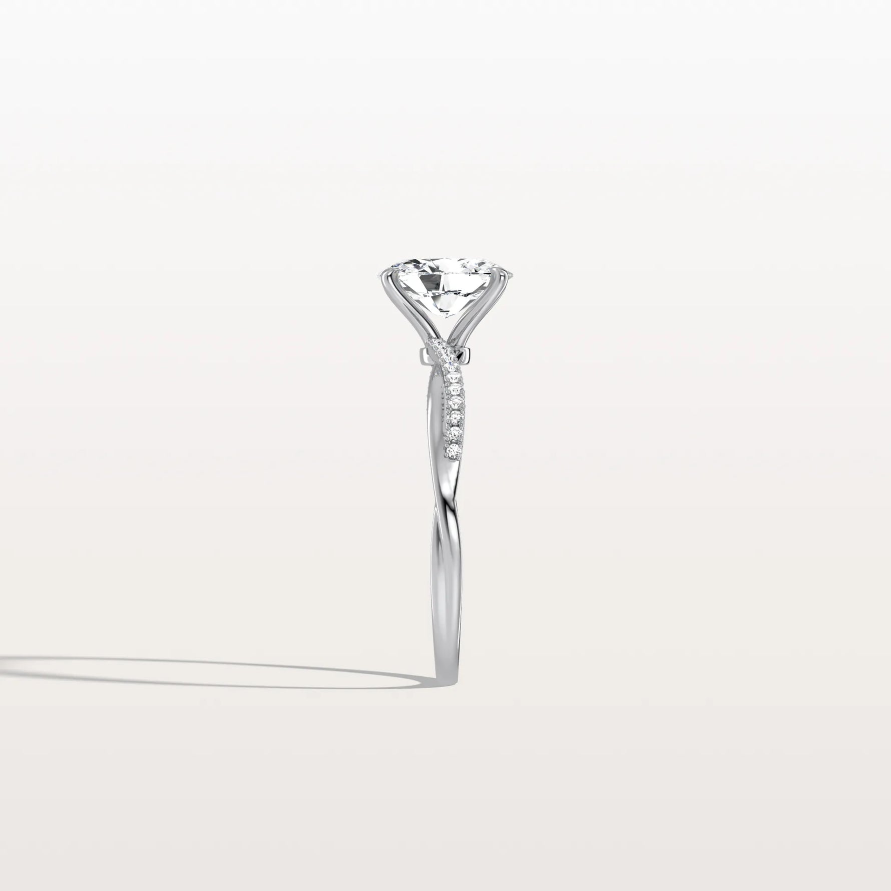 1CT Oval Cut Lab Diamond Twisted Engagement Ring In Solid Gold/Platinum - Rings